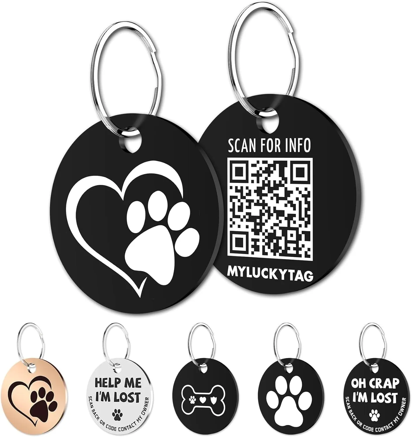 QR Code Stainless Steel Pet ID Tags