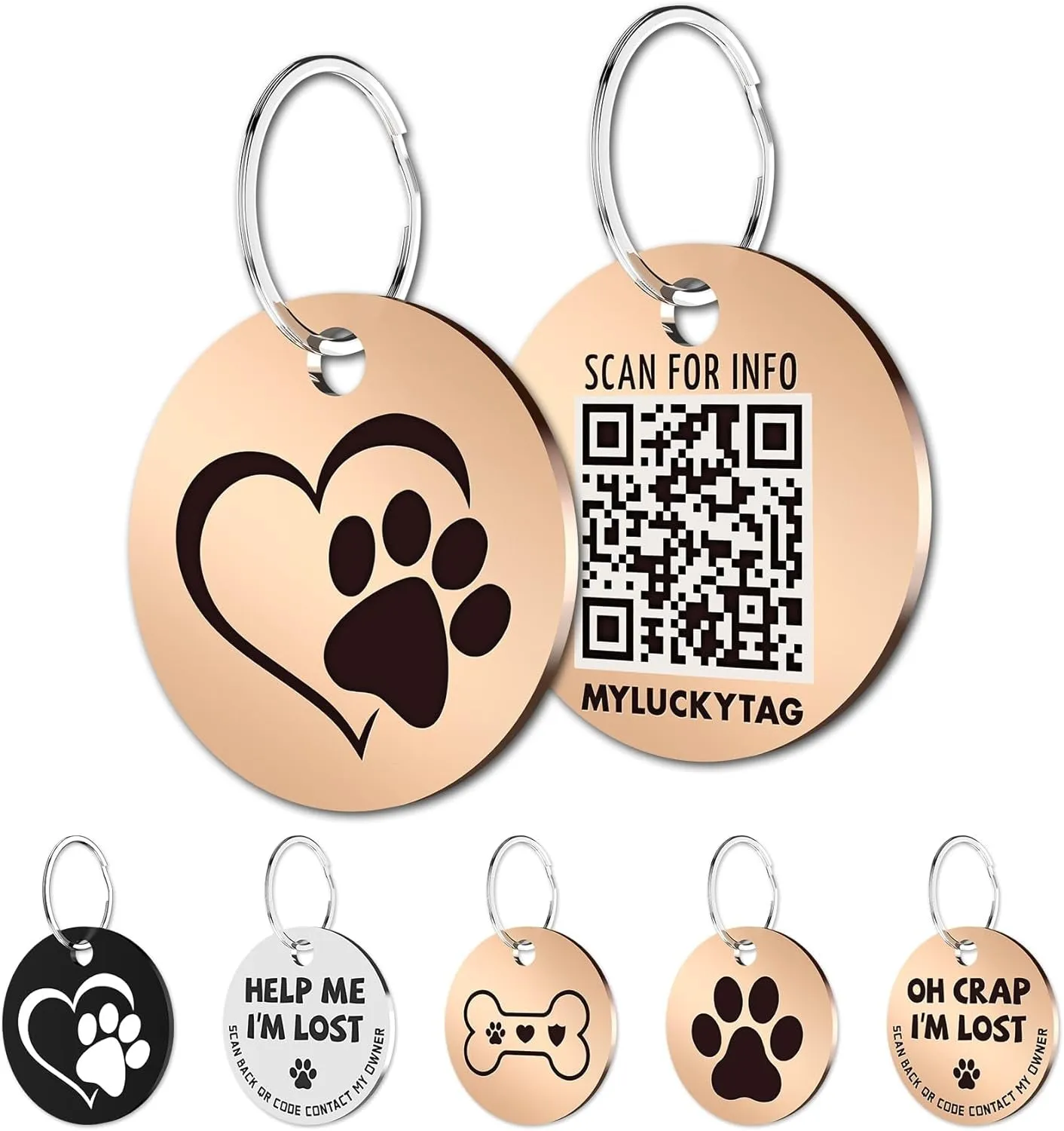 QR Code Stainless Steel Pet ID Tags
