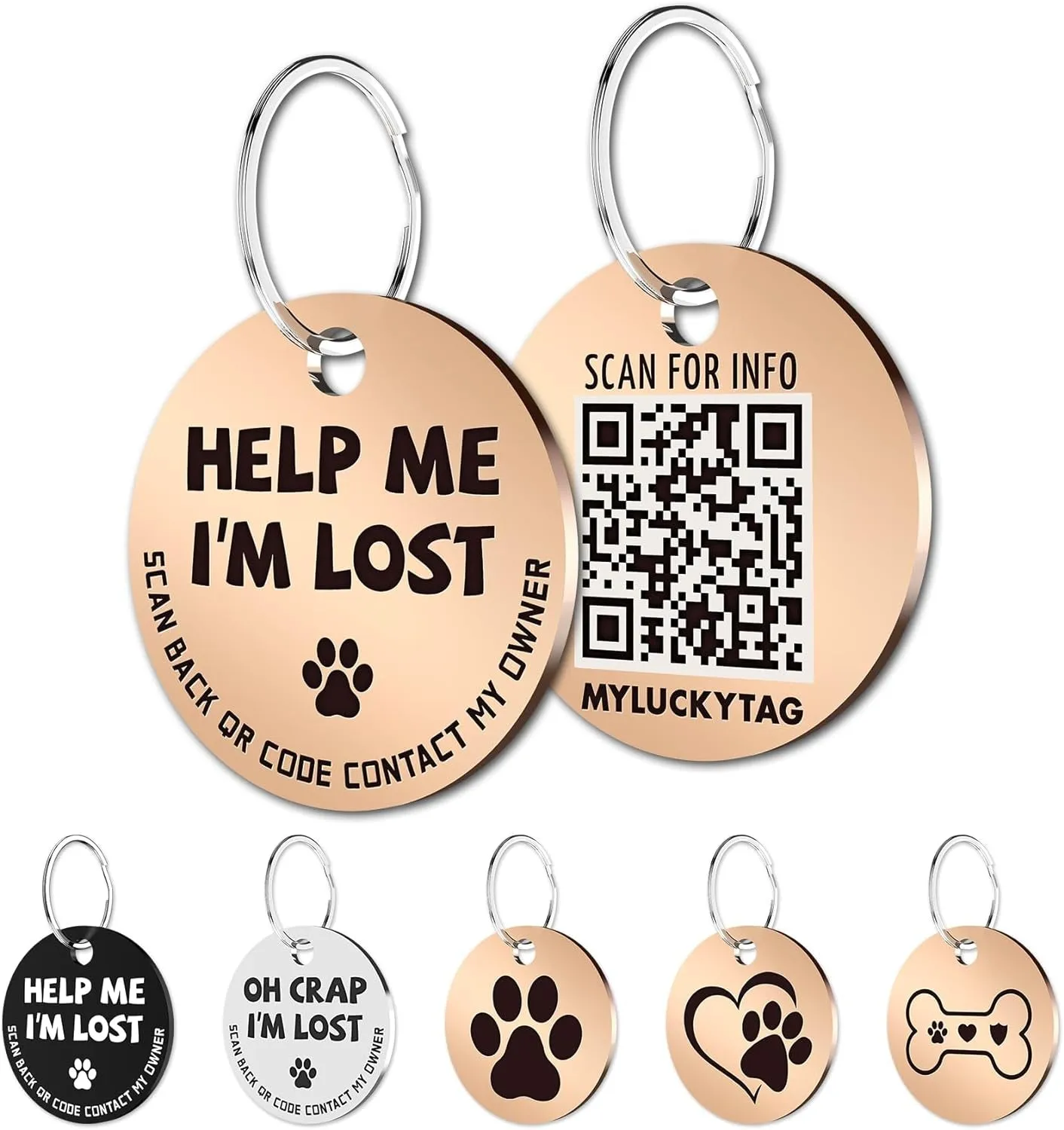 QR Code Stainless Steel Pet ID Tags