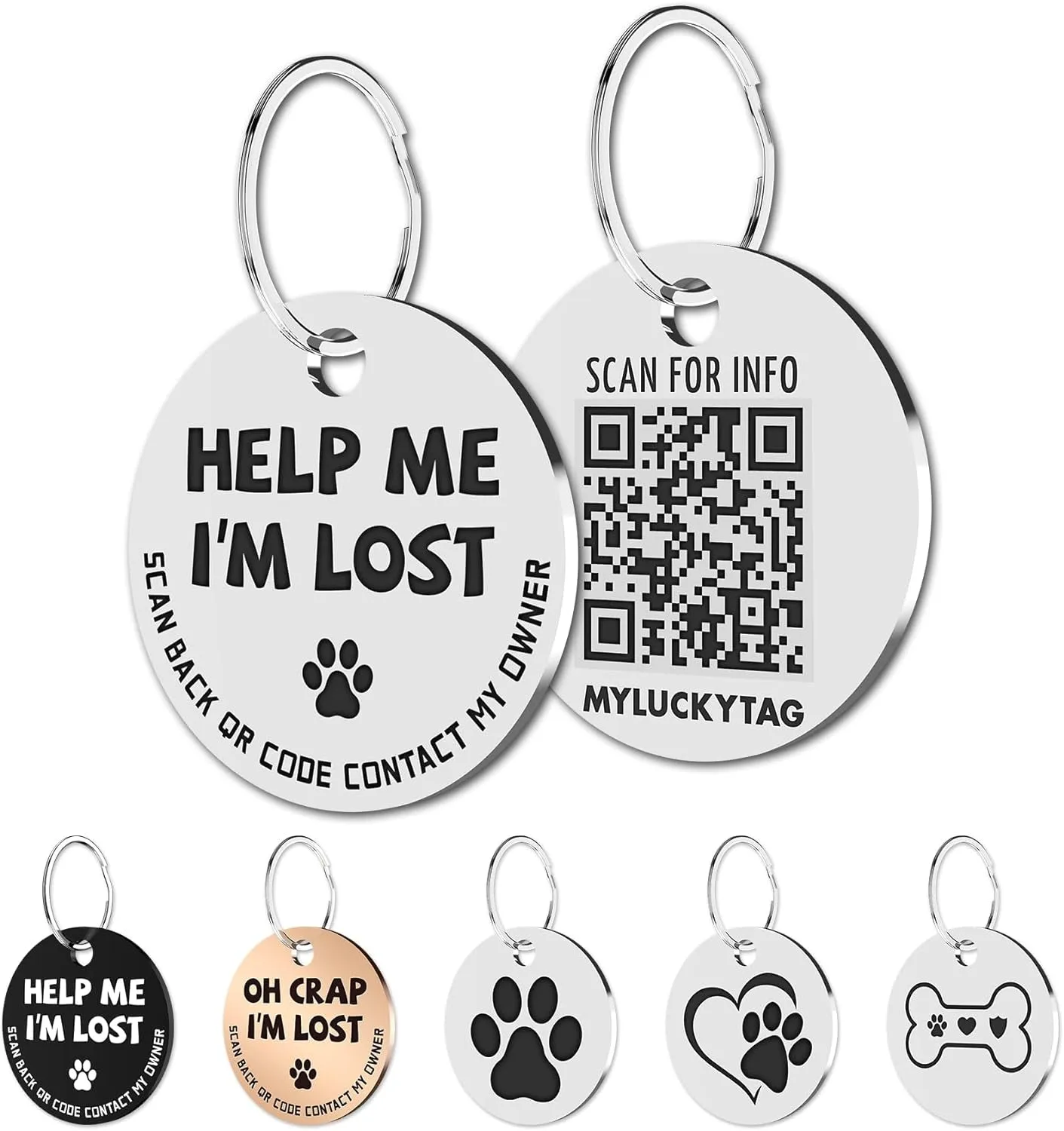 QR Code Stainless Steel Pet ID Tags