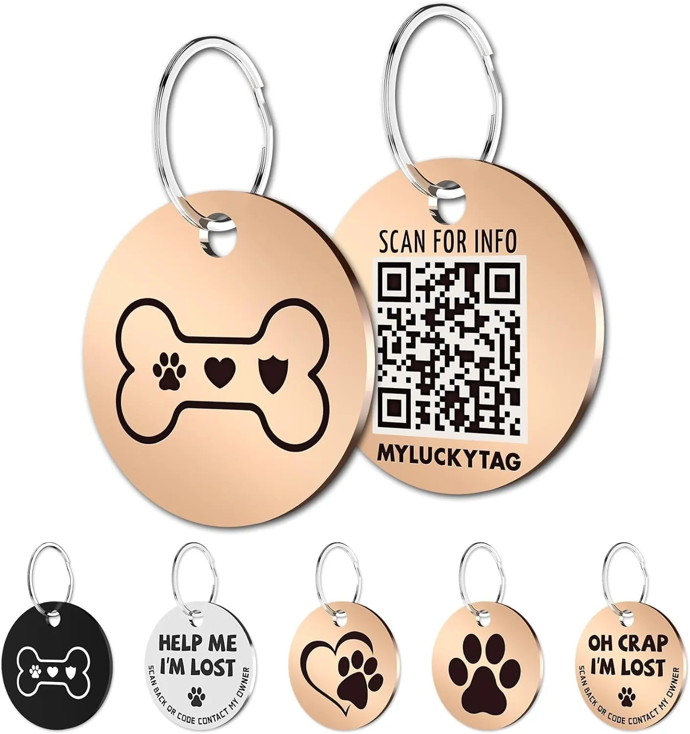 QR Code Stainless Steel Pet ID Tags