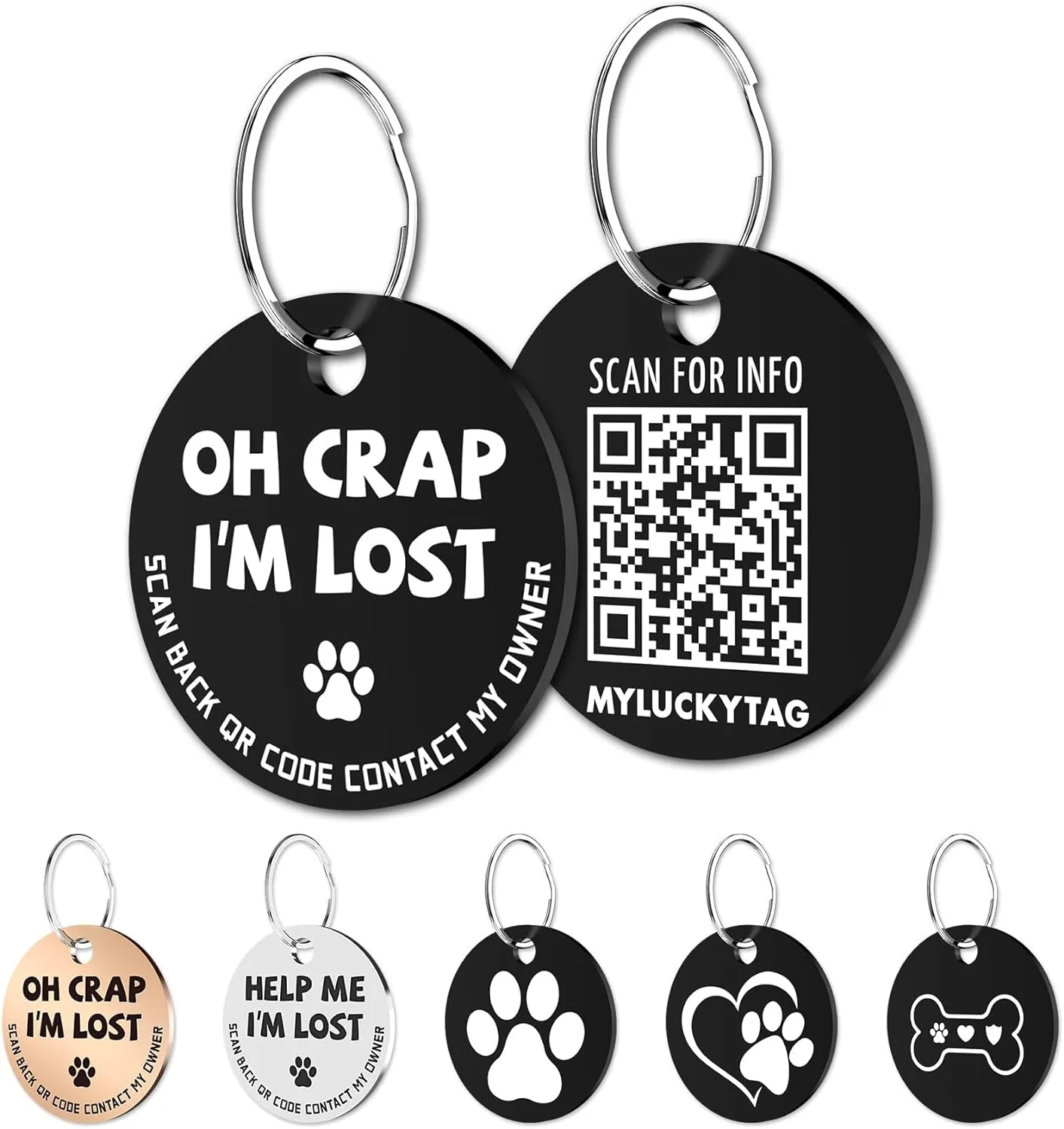 QR Code Stainless Steel Pet ID Tags