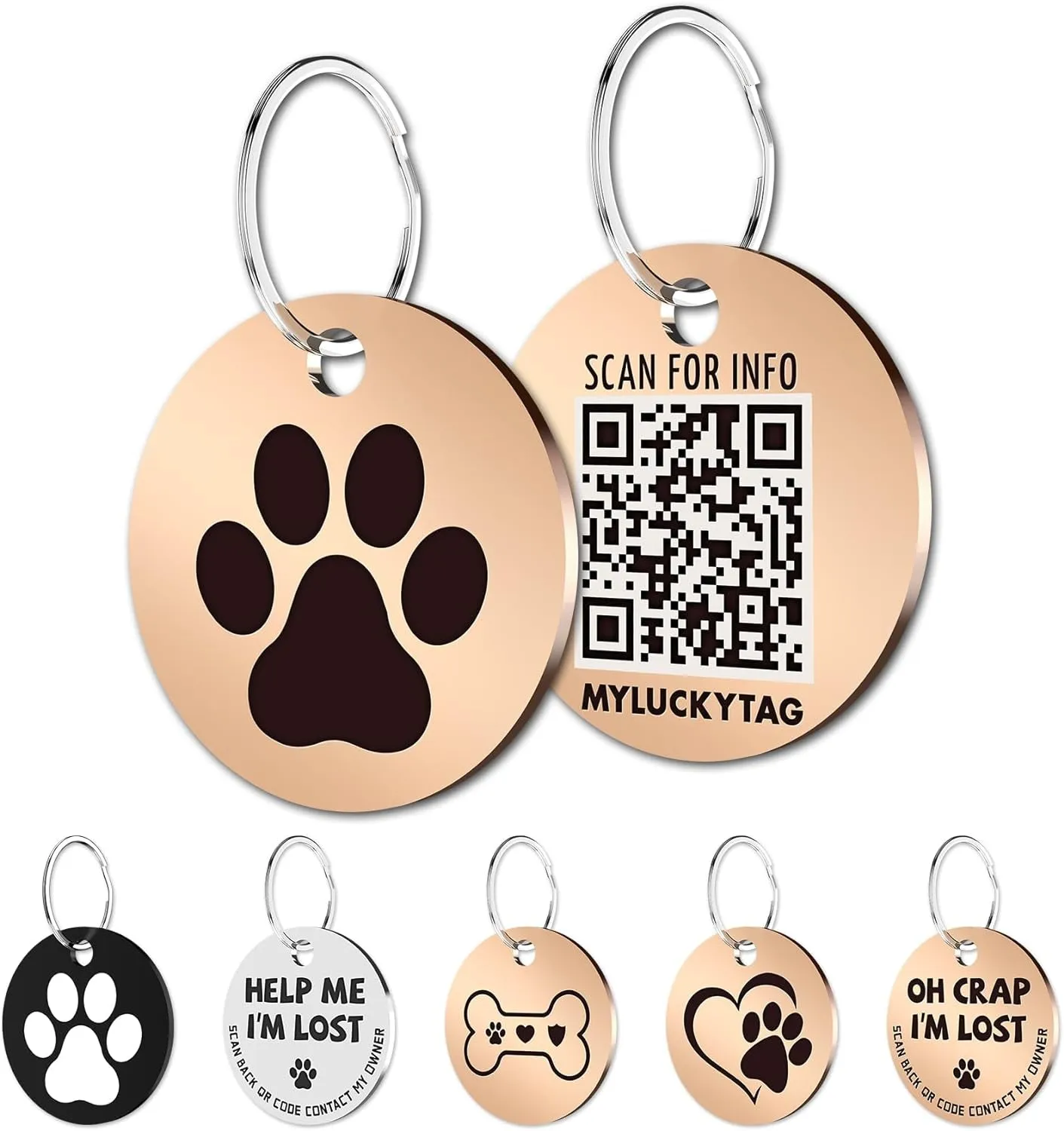 QR Code Stainless Steel Pet ID Tags
