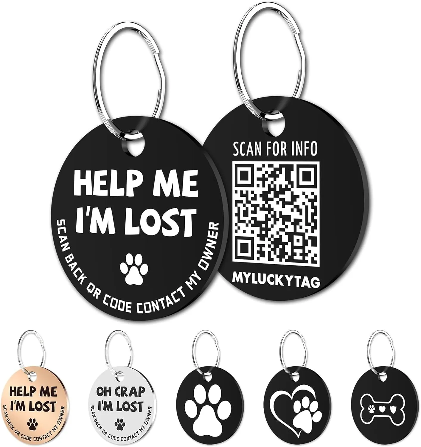 QR Code Stainless Steel Pet ID Tags