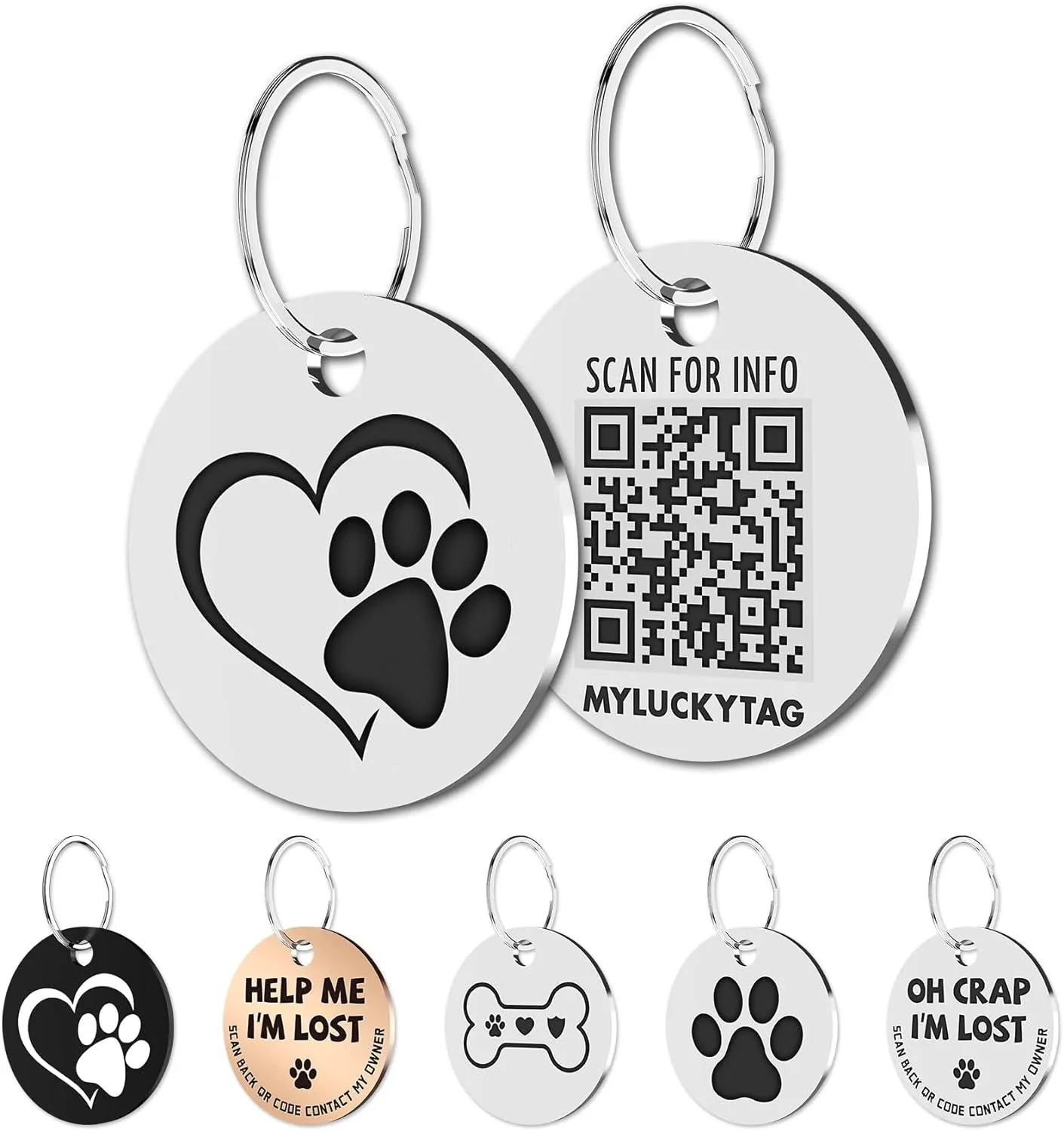 QR Code Stainless Steel Pet ID Tags