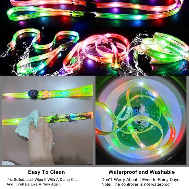 Rechargeable LED Dog Leash for Enhanced Nighttime Safety