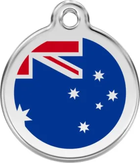 Red Dingo Enamel Dog & Cat ID Tags Australian Flag