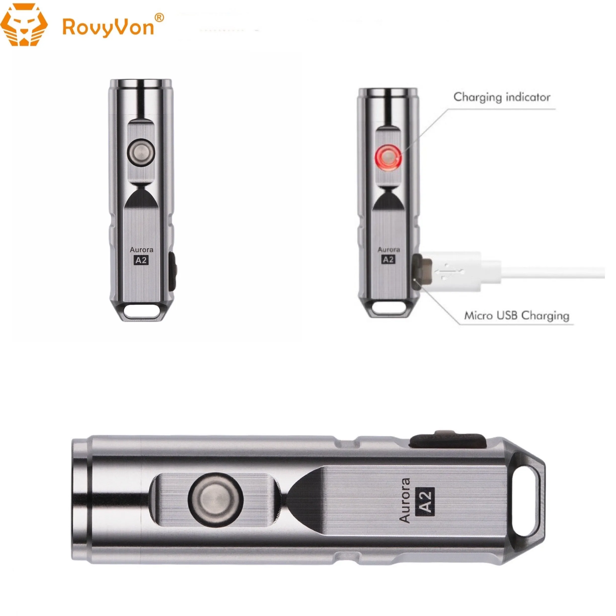 RovyVon Aurora A2x Stainless Steel EDC Keychain Flashlight