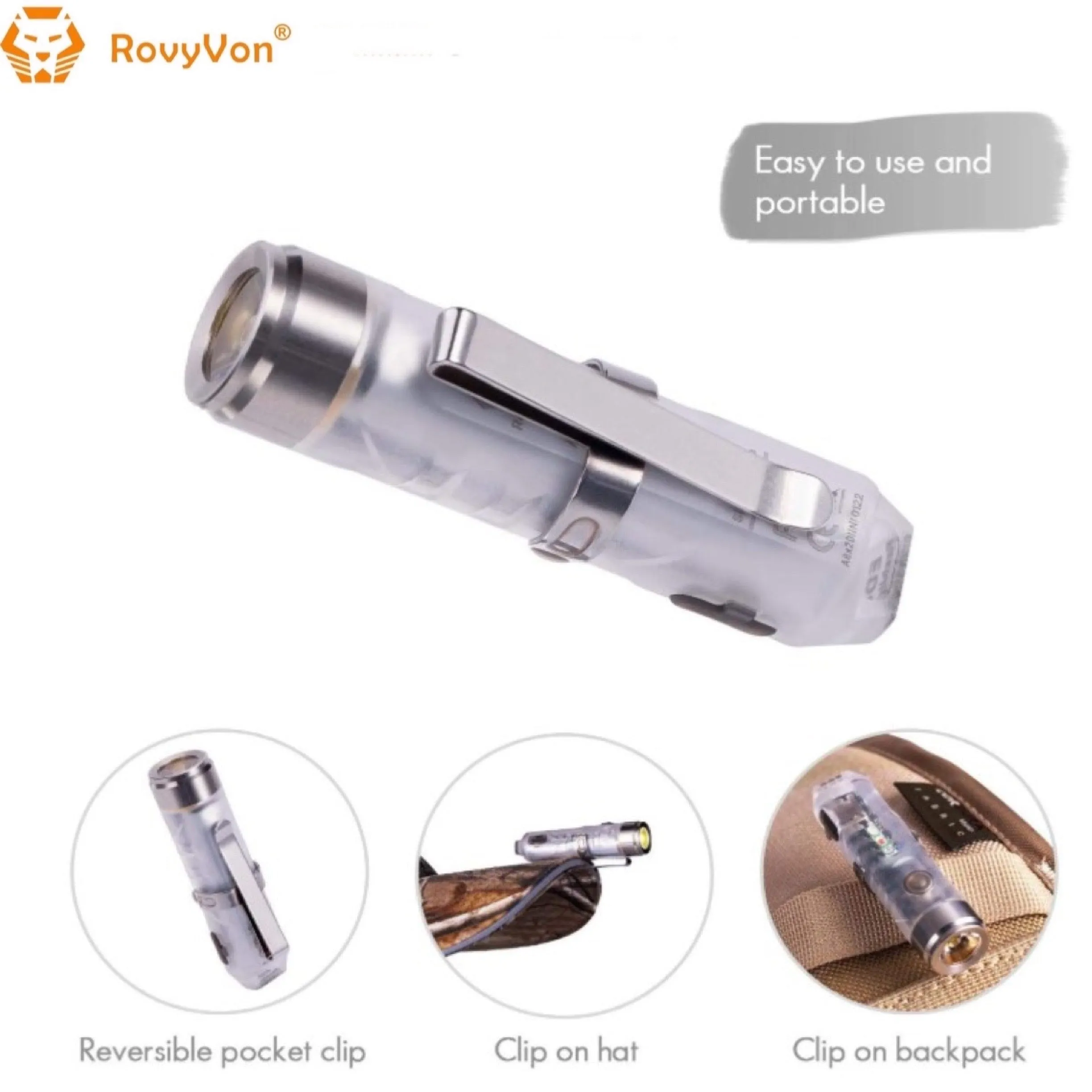 RovyVon Aurora A8x CREE XP-G3  UV/Red/White EDC Keychain Flashlight