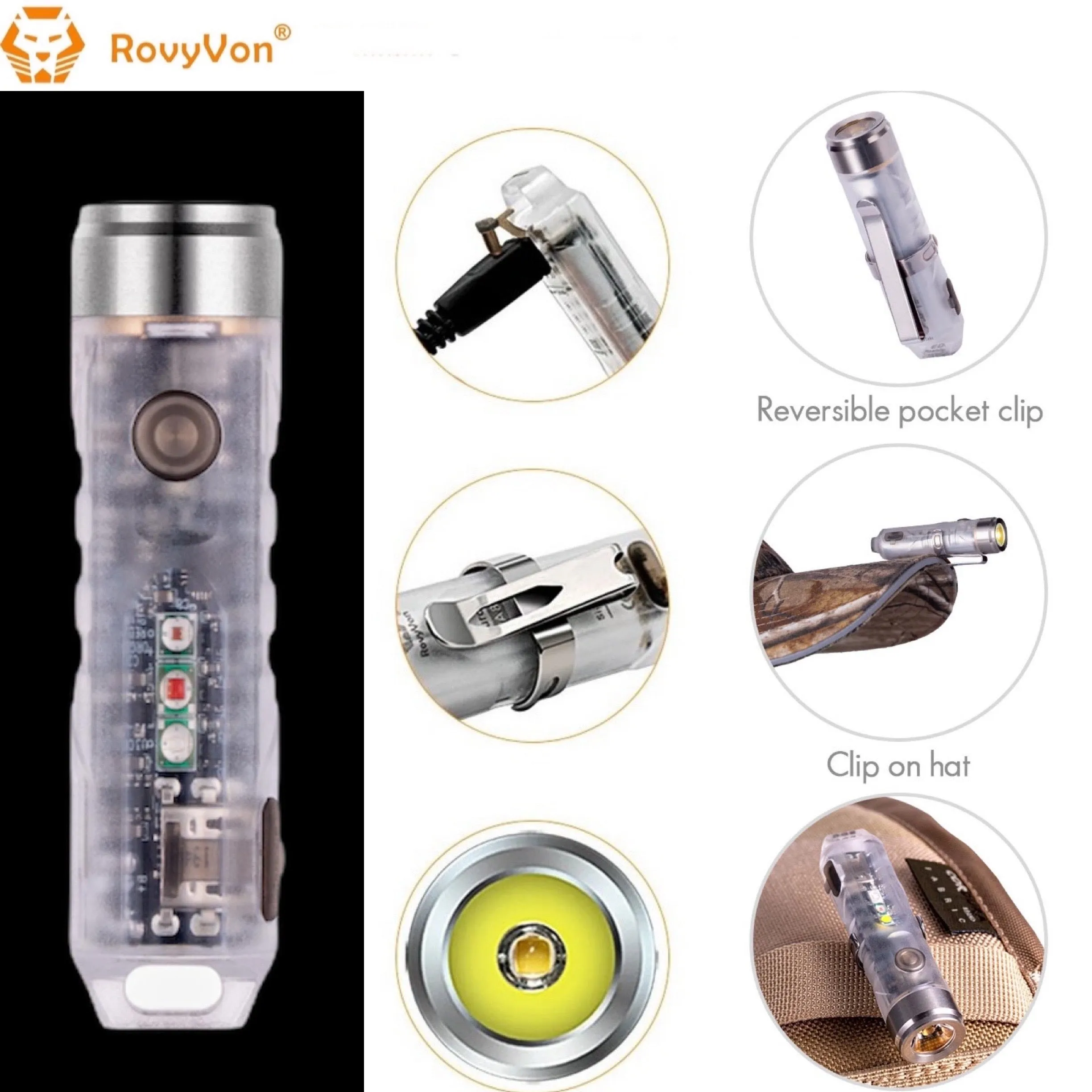 RovyVon Aurora A8x CREE XP-G3  UV/Red/White EDC Keychain Flashlight
