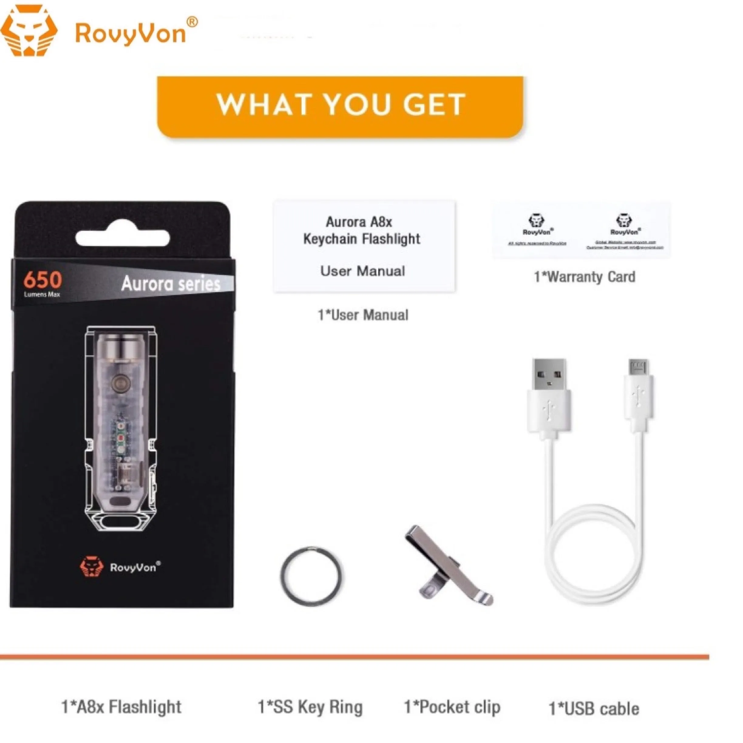 RovyVon Aurora A8x CREE XP-G3  UV/Red/White EDC Keychain Flashlight