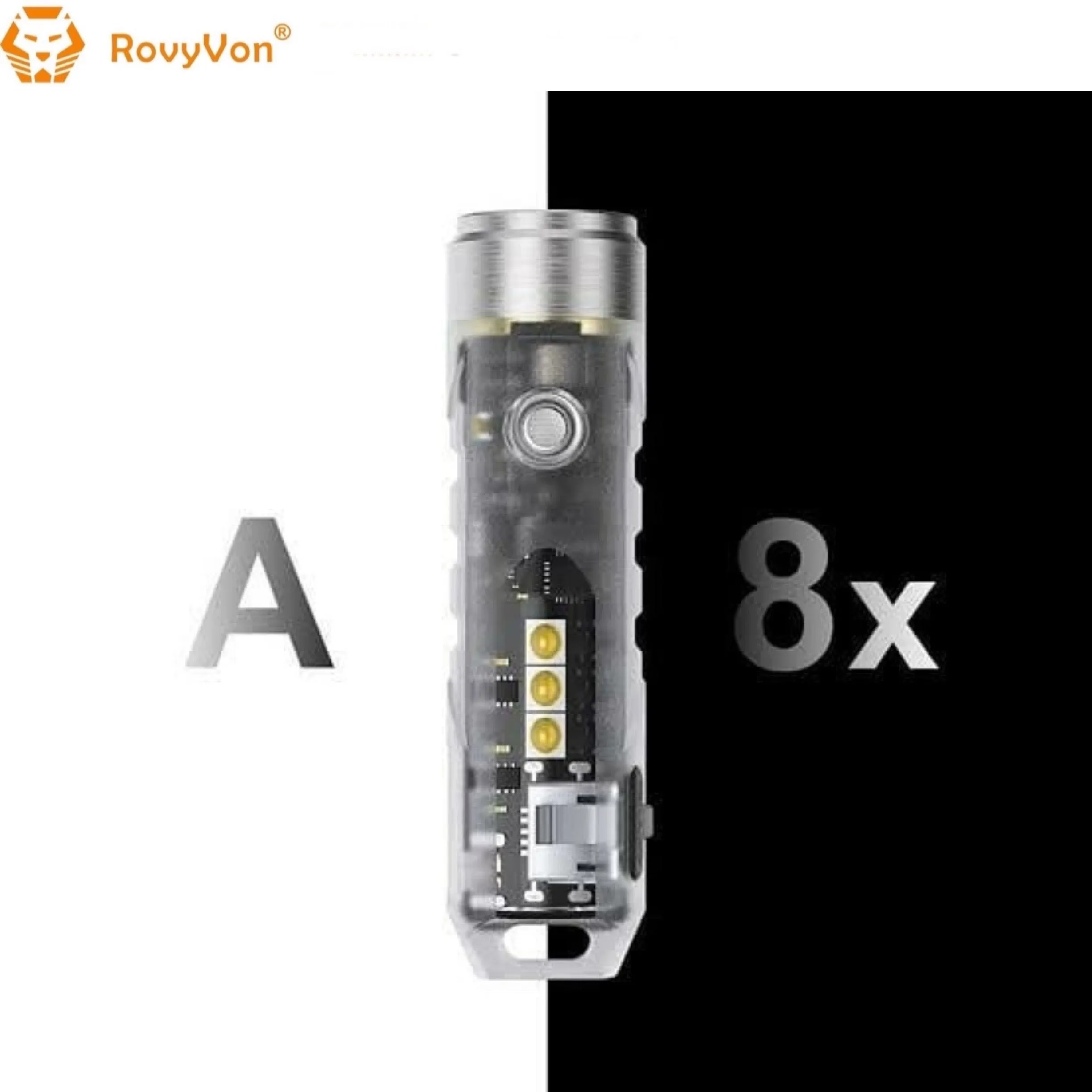 RovyVon Aurora A8x Nichia 219C UV/Red/White EDC Keychain Flashlight