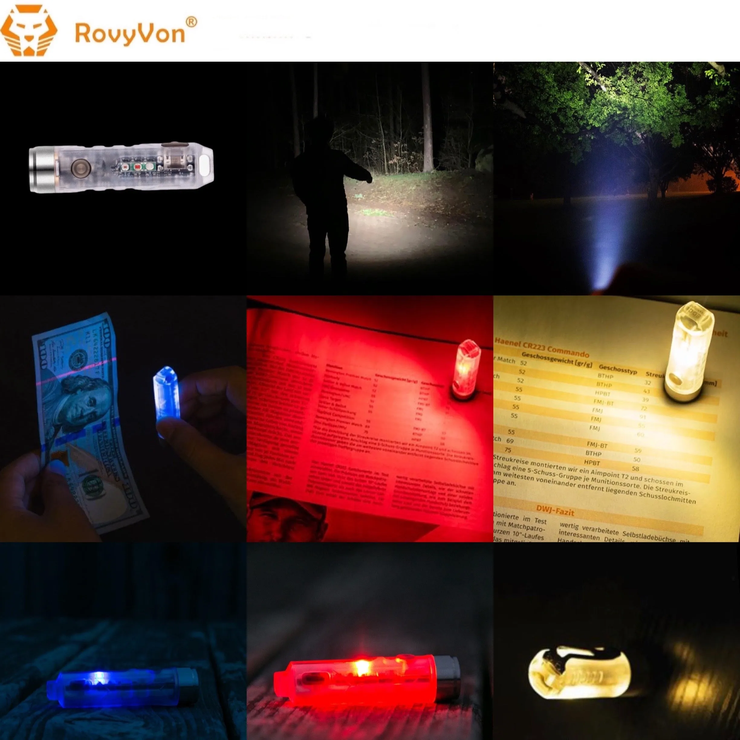 RovyVon Aurora A8x Nichia 219C UV/Red/White EDC Keychain Flashlight