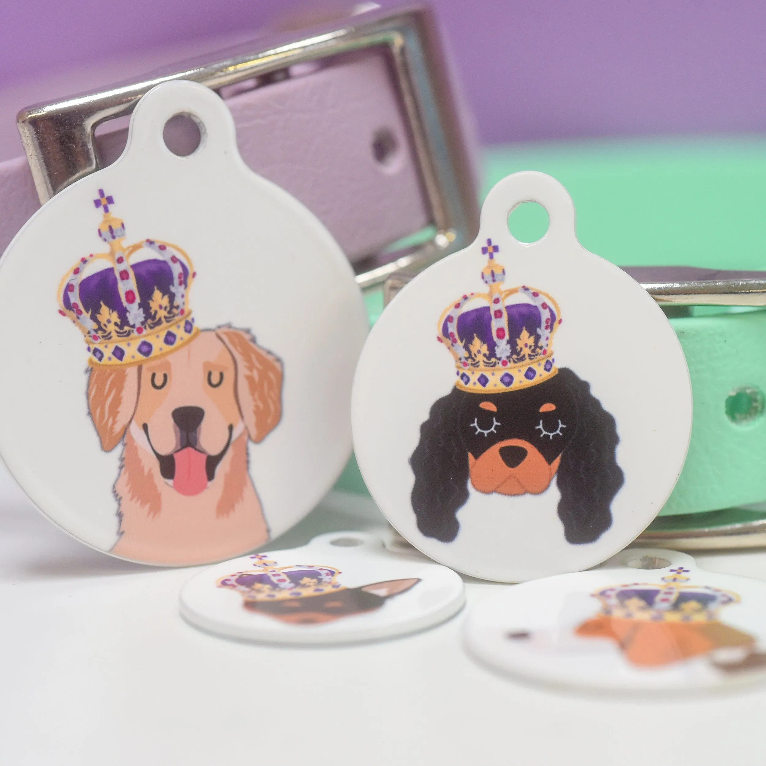 Royal Dog Tag - White CARTOON Dog Illustrations