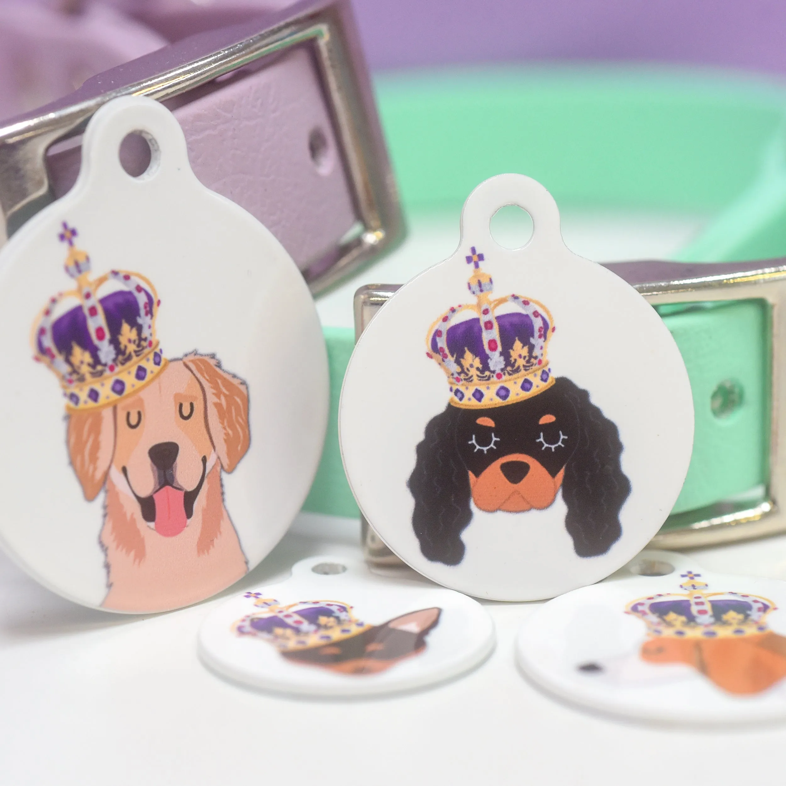 Royal Dog Tag - White CARTOON Dog Illustrations