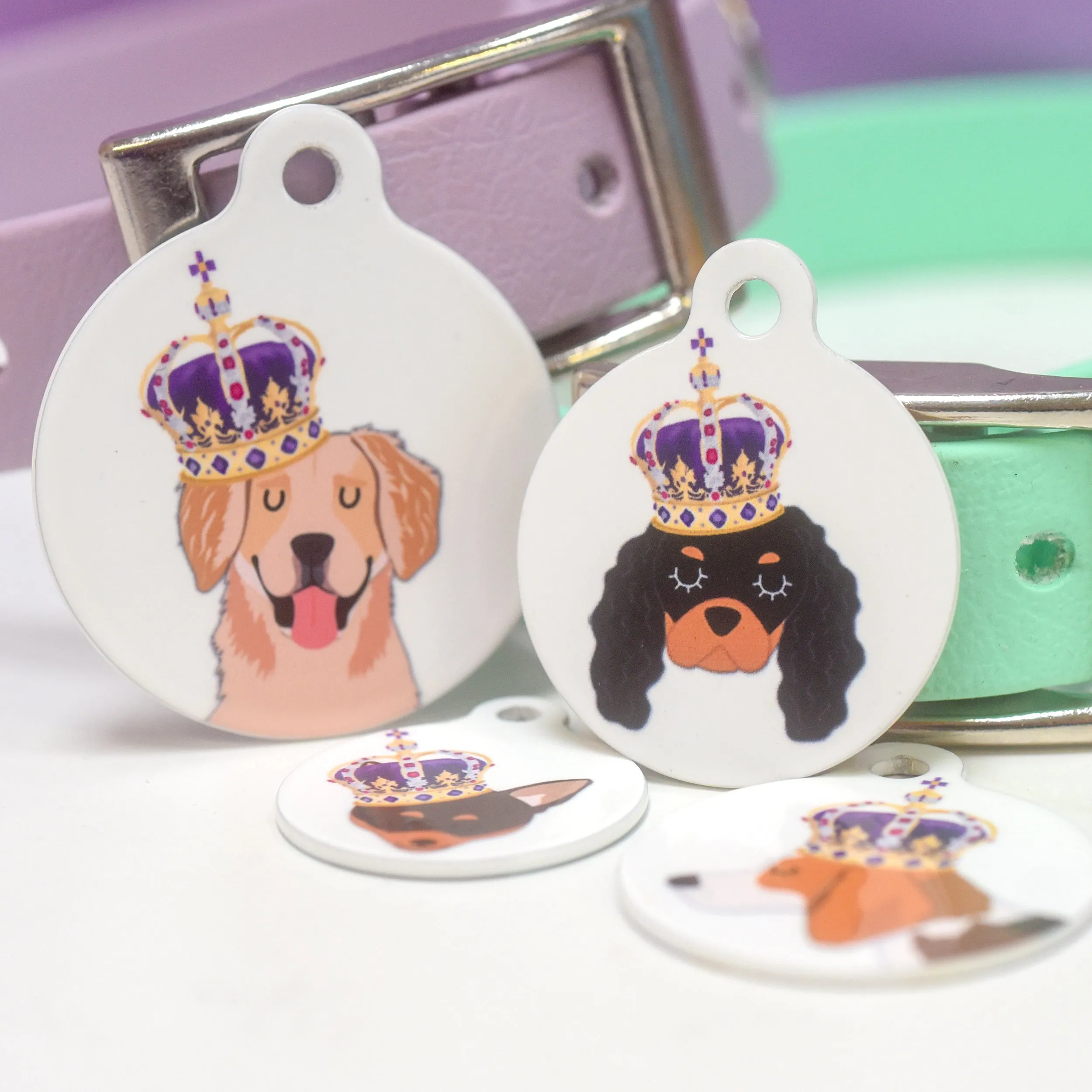 Royal Dog Tag - White CARTOON Dog Illustrations