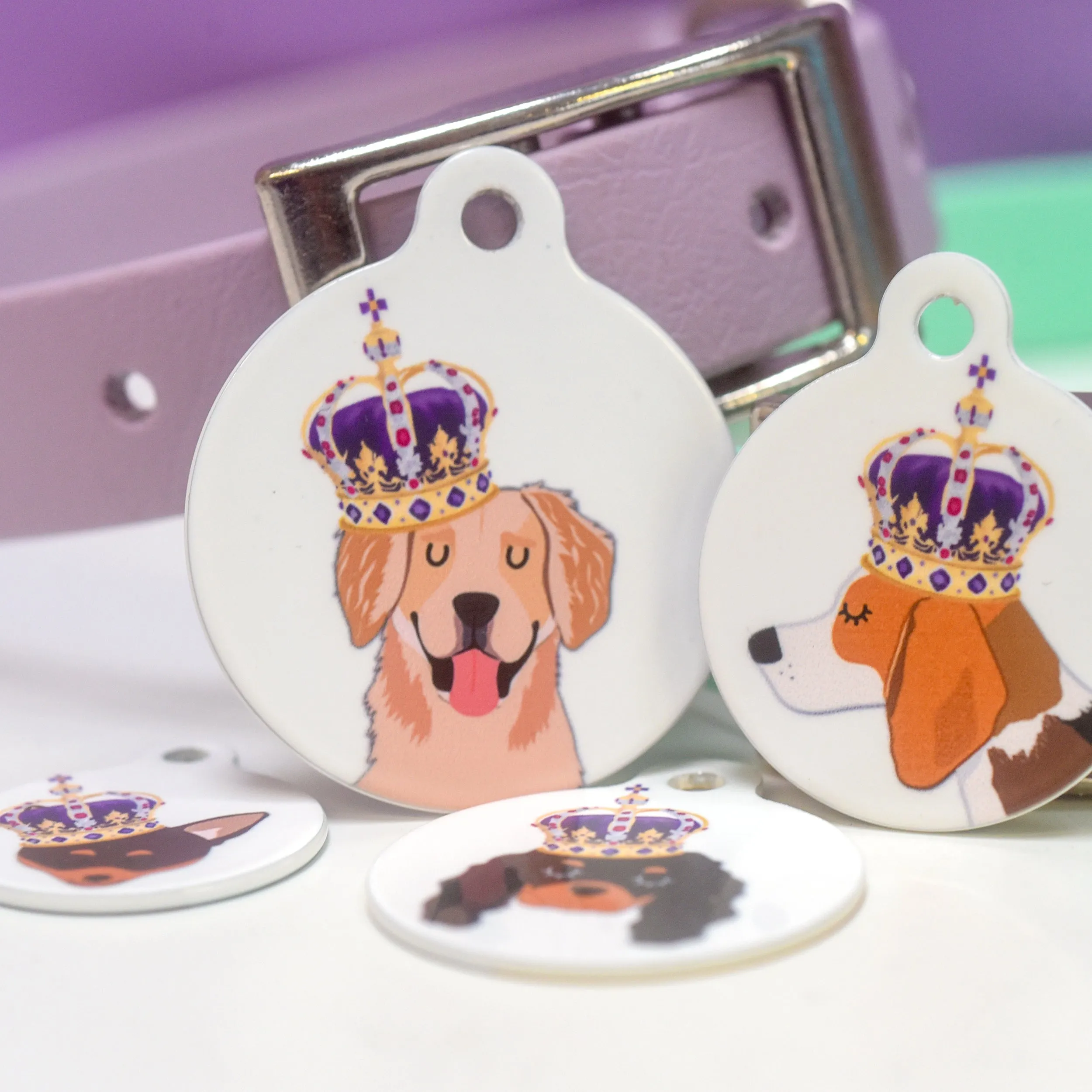 Royal Dog Tag - White CARTOON Dog Illustrations