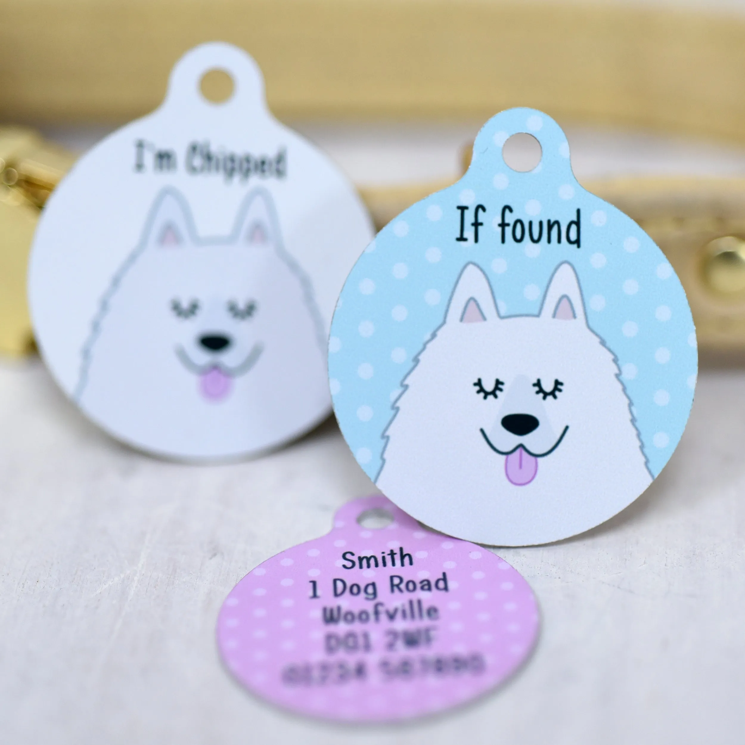 Samoyed Dog Name Tag Personalised