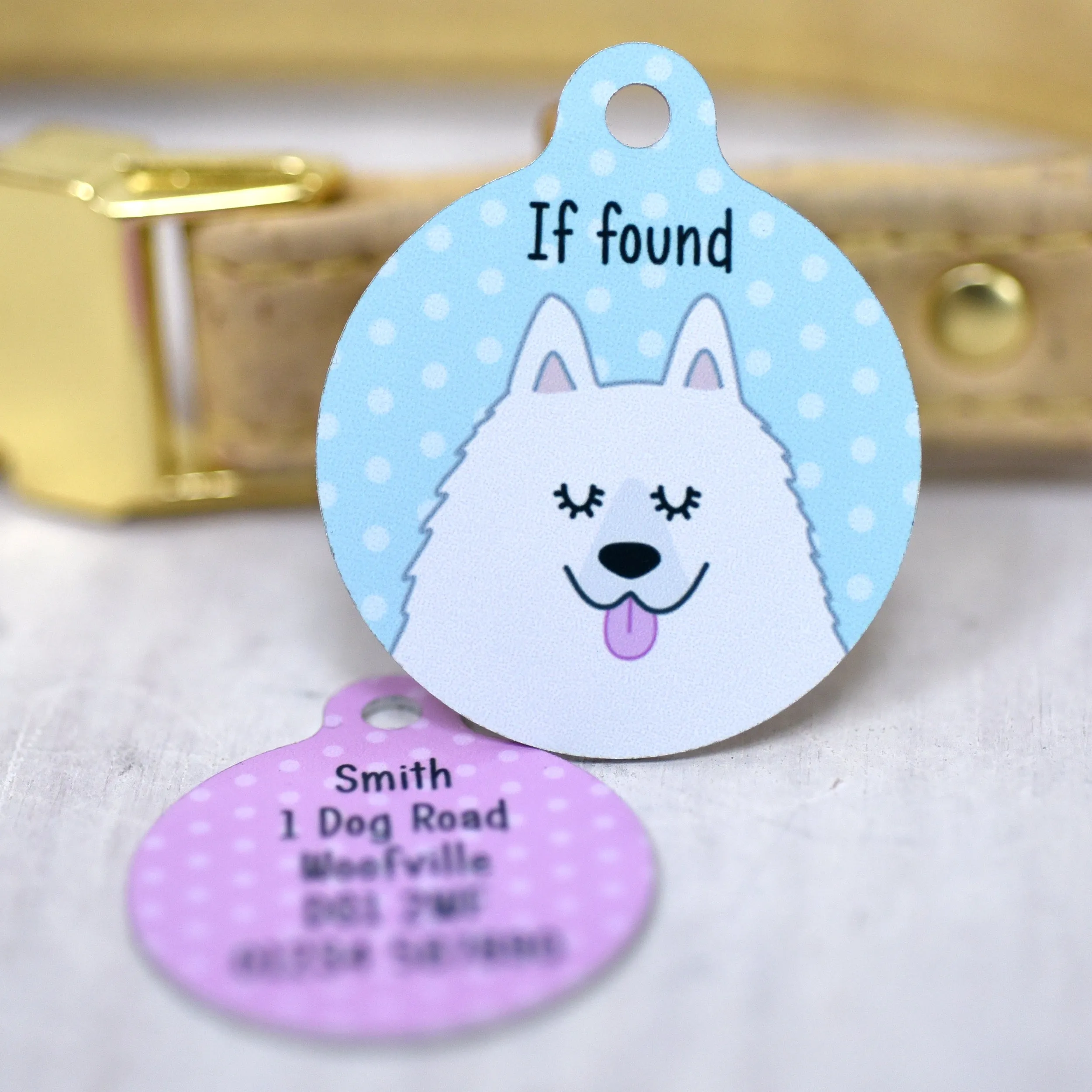 Samoyed Dog Name Tag Personalised