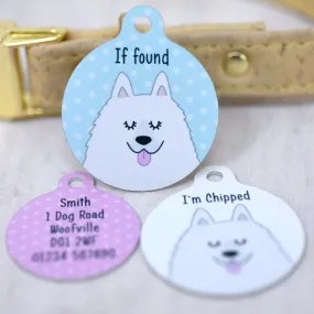 Samoyed Dog Name Tag Personalised
