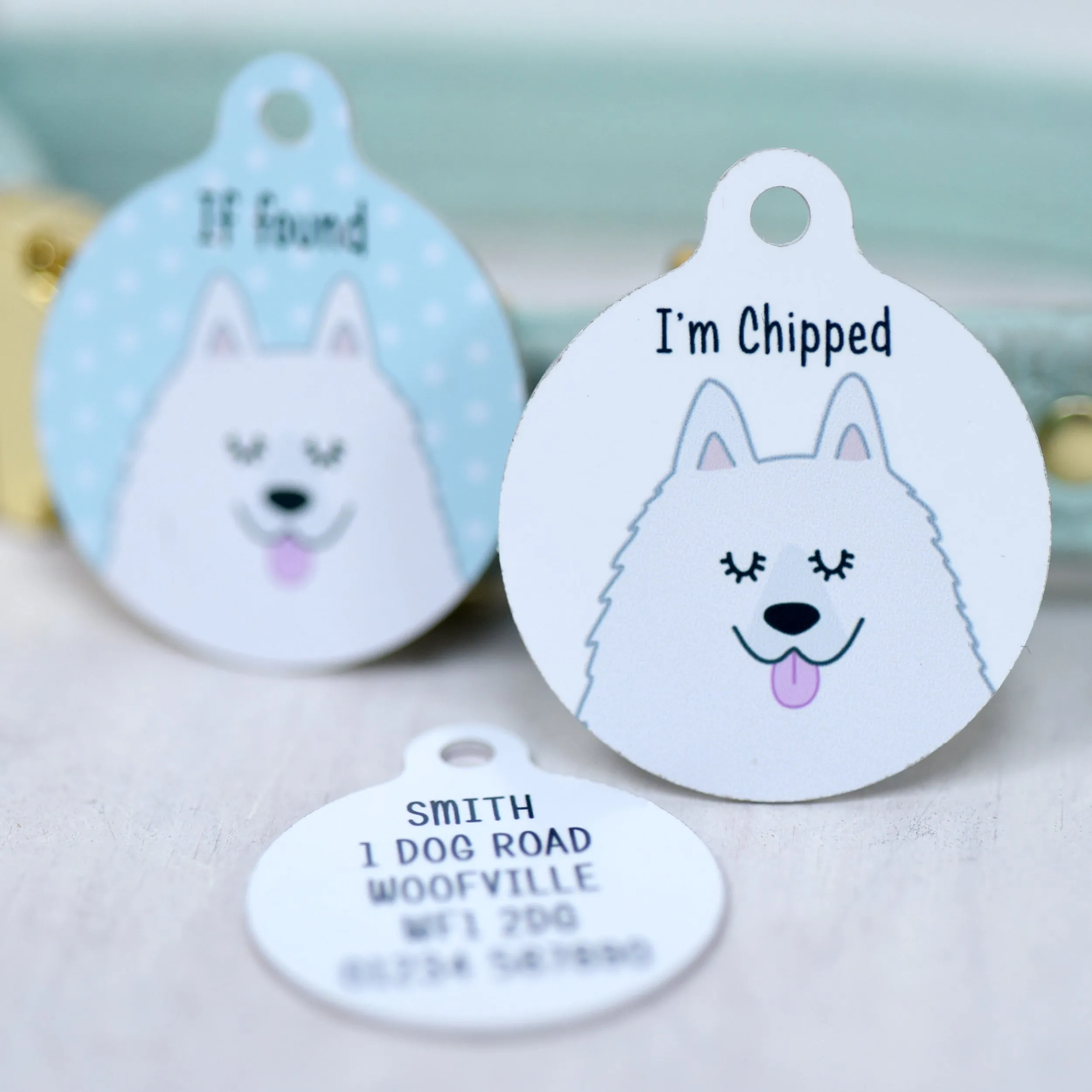 Samoyed Dog Name Tag Personalised