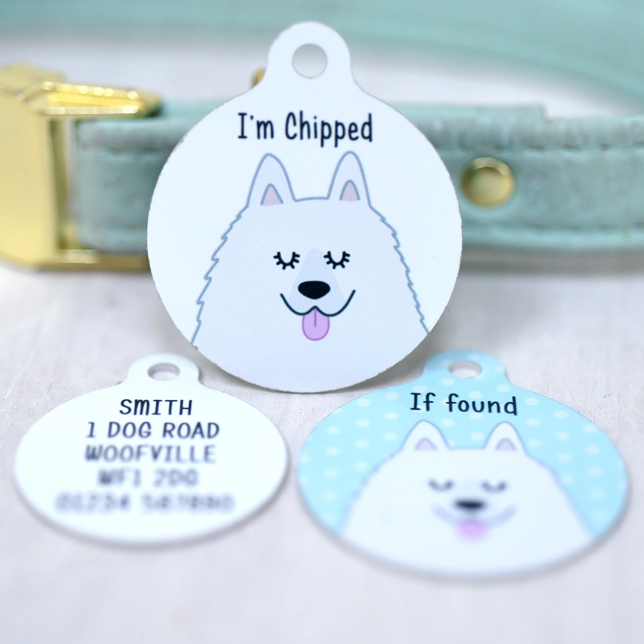 Samoyed Dog Name Tag Personalised