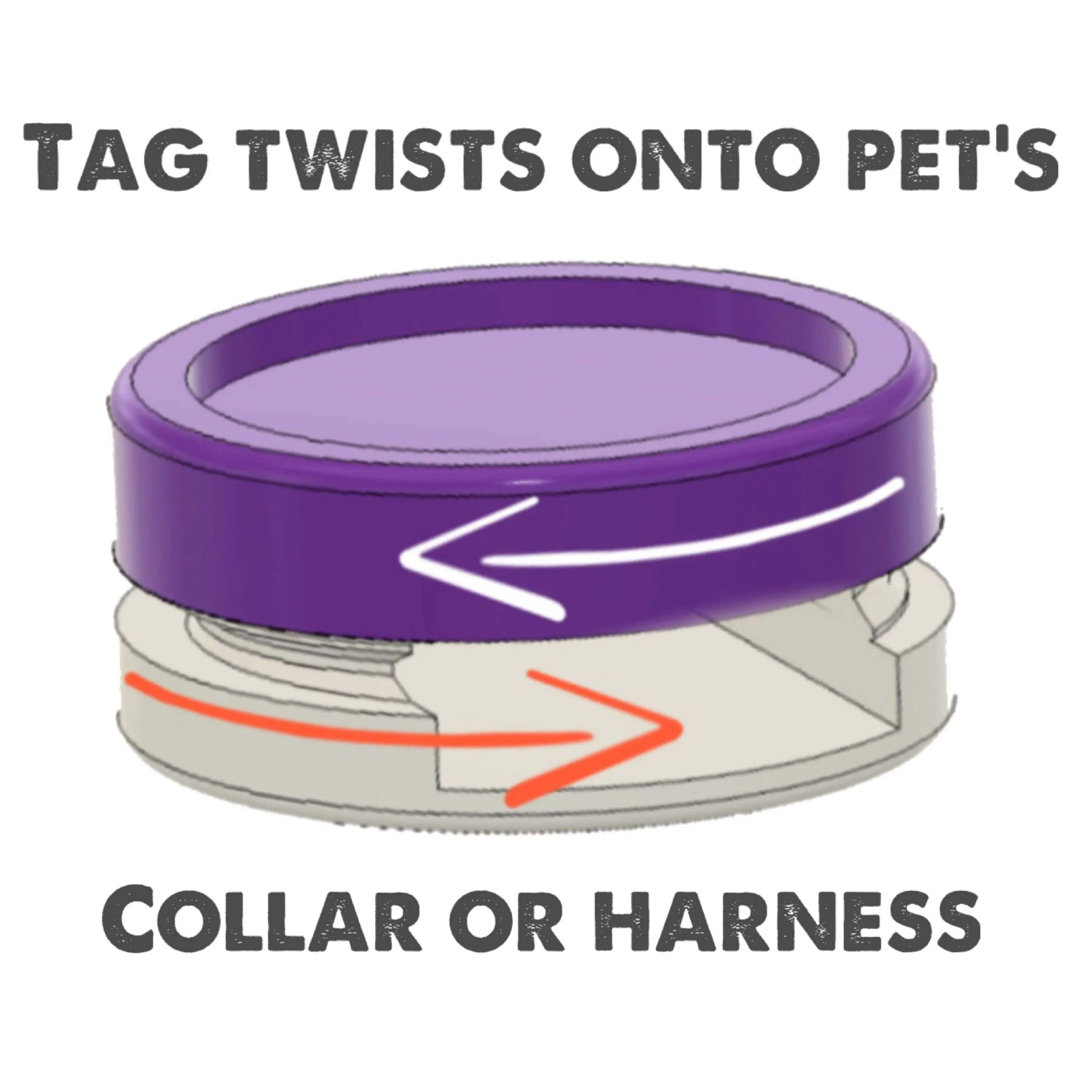 Scannable QR Code TWIST Tag- Silent, Eco-Friendly, Ringless ID Tag for Cats and Dogs- Powered by PetHub