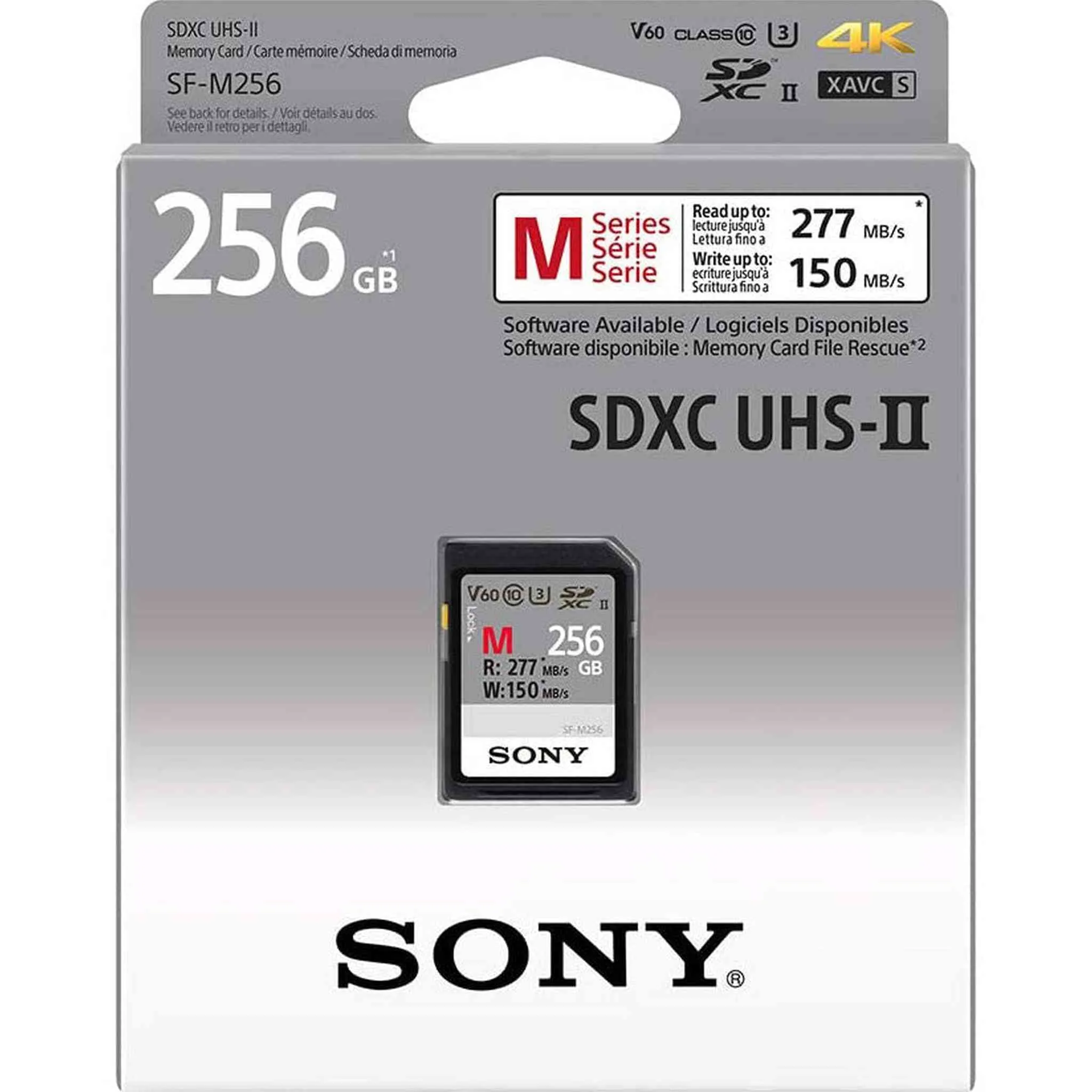Sony M Series SDXC UHS-II Card 256GB, V60, CL10, U3, Max R277MB/S, W150MB/S (SF-M256/T2)