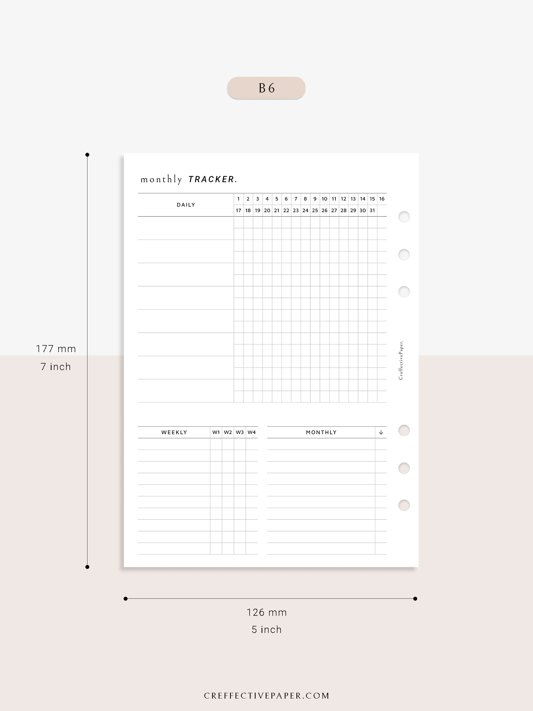 T130 | Monthly, Weekly, Daily Tracker