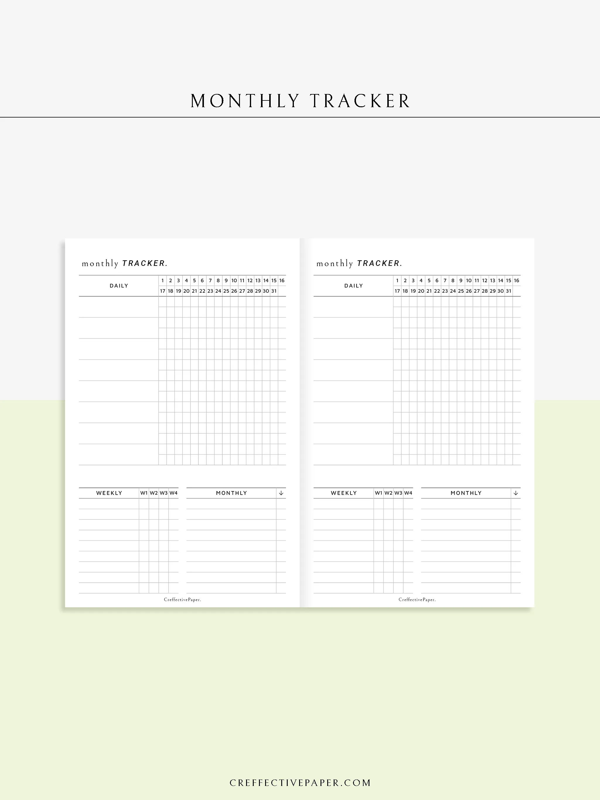 T130 | Monthly, Weekly, Daily Tracker