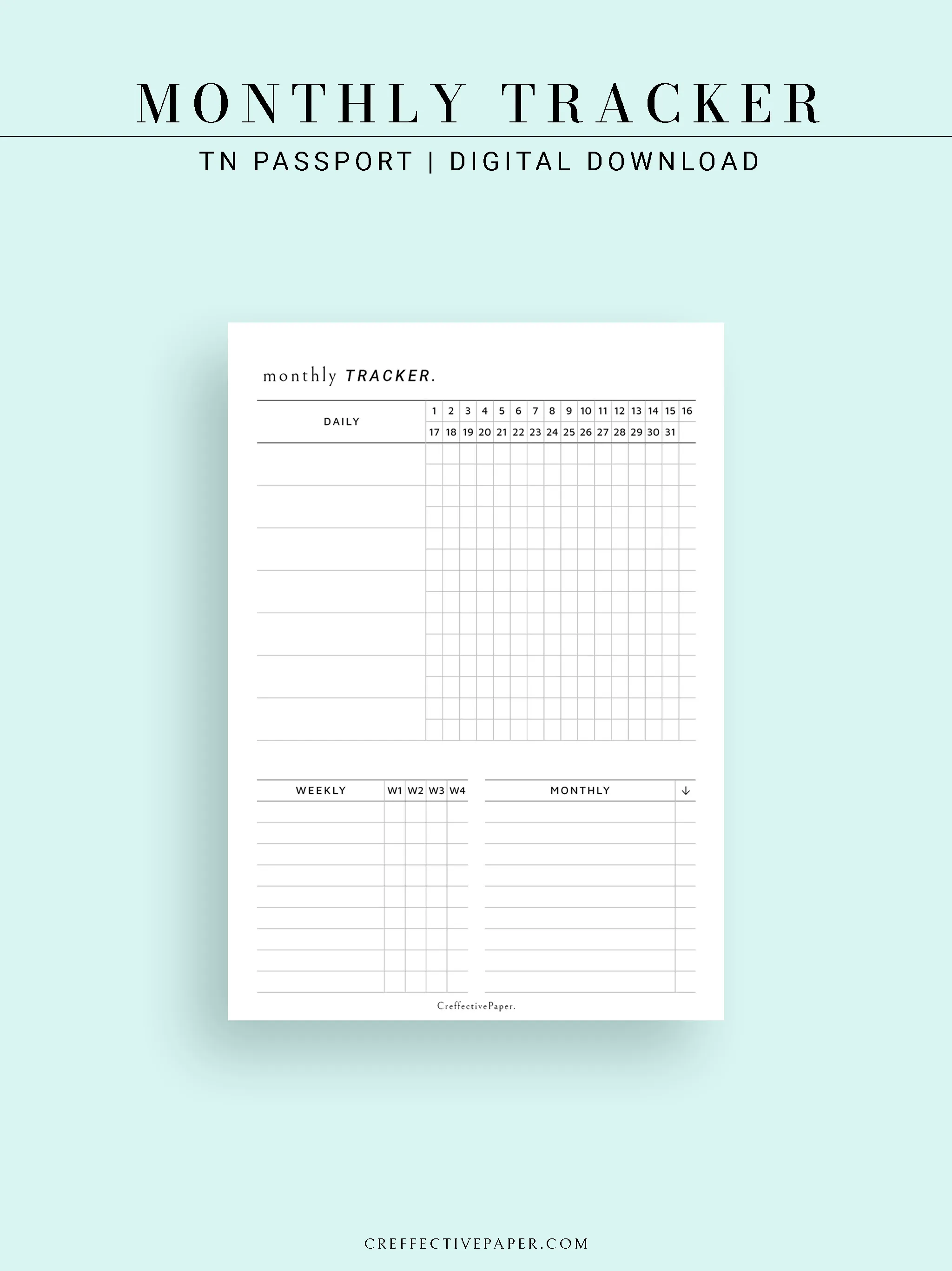 T130 | Monthly, Weekly, Daily Tracker