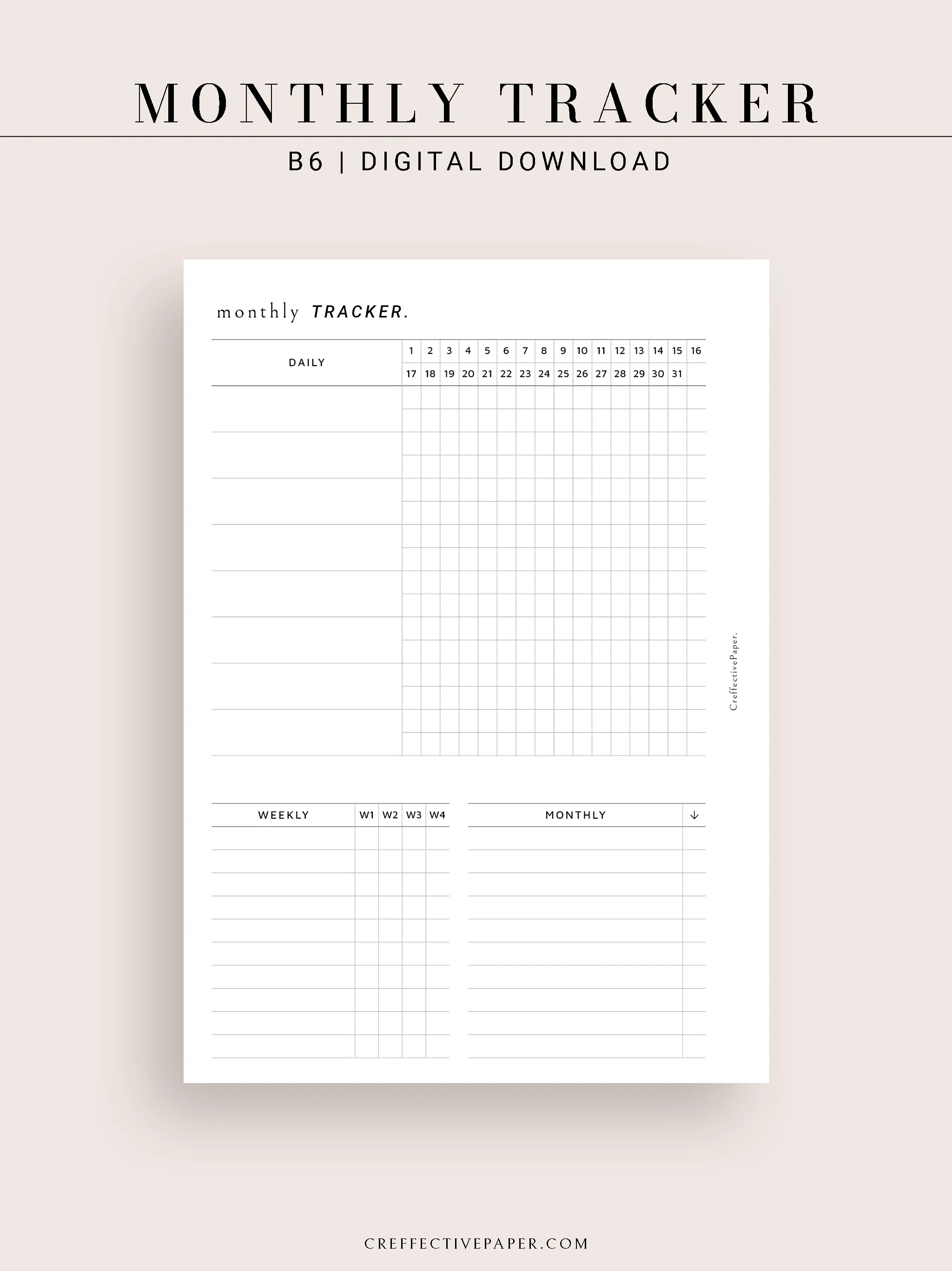 T130 | Monthly, Weekly, Daily Tracker