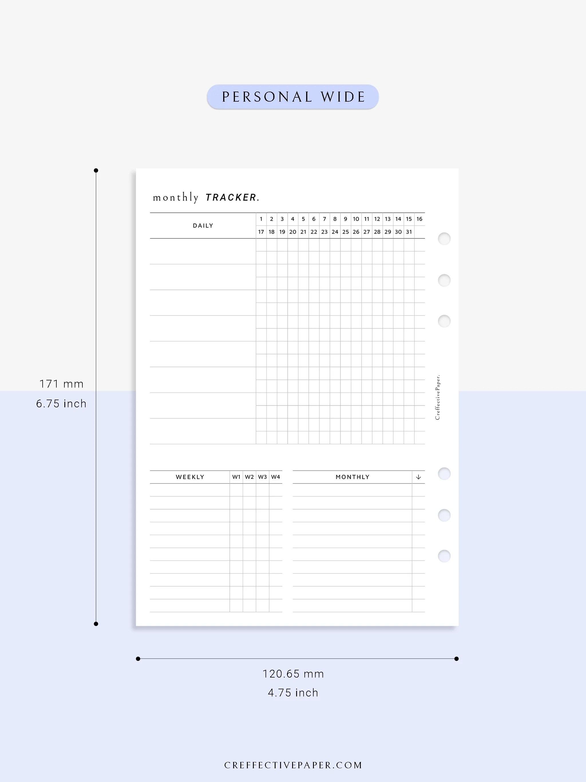 T130 | Monthly, Weekly, Daily Tracker
