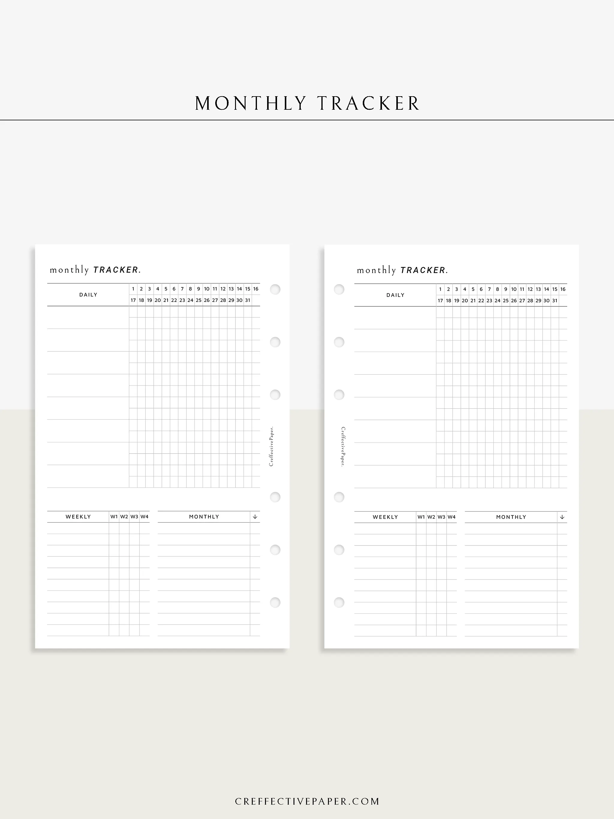 T130 | Monthly, Weekly, Daily Tracker