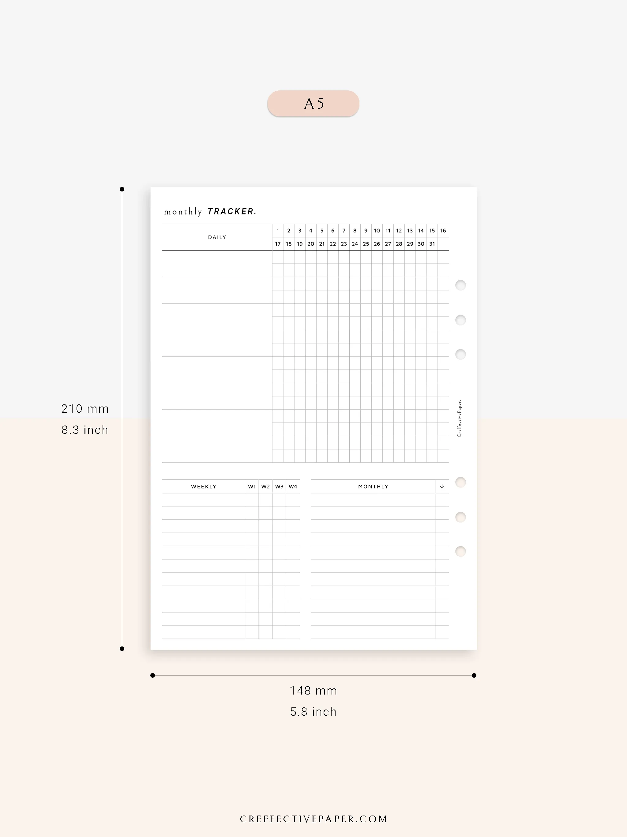 T130 | Monthly, Weekly, Daily Tracker
