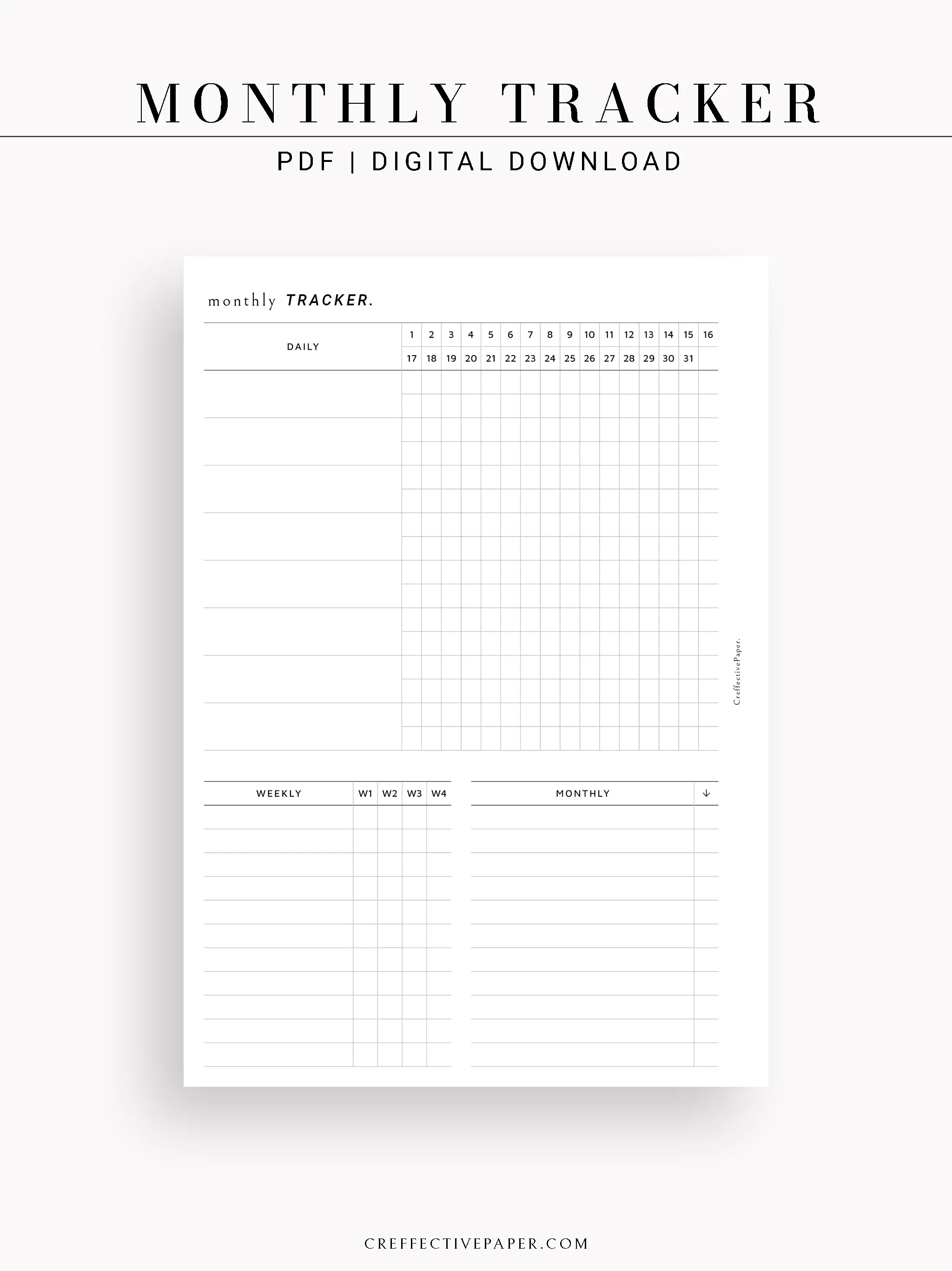 T130 | Monthly, Weekly, Daily Tracker