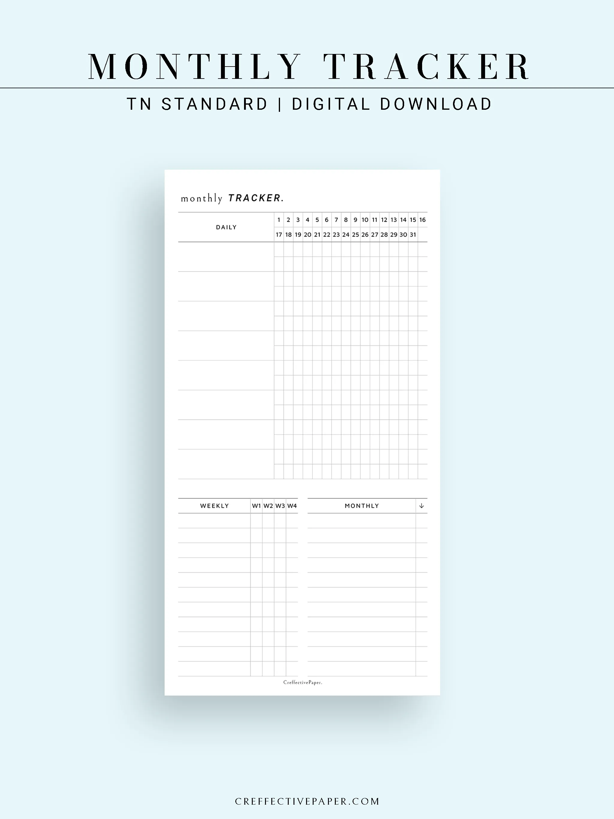 T130 | Monthly, Weekly, Daily Tracker