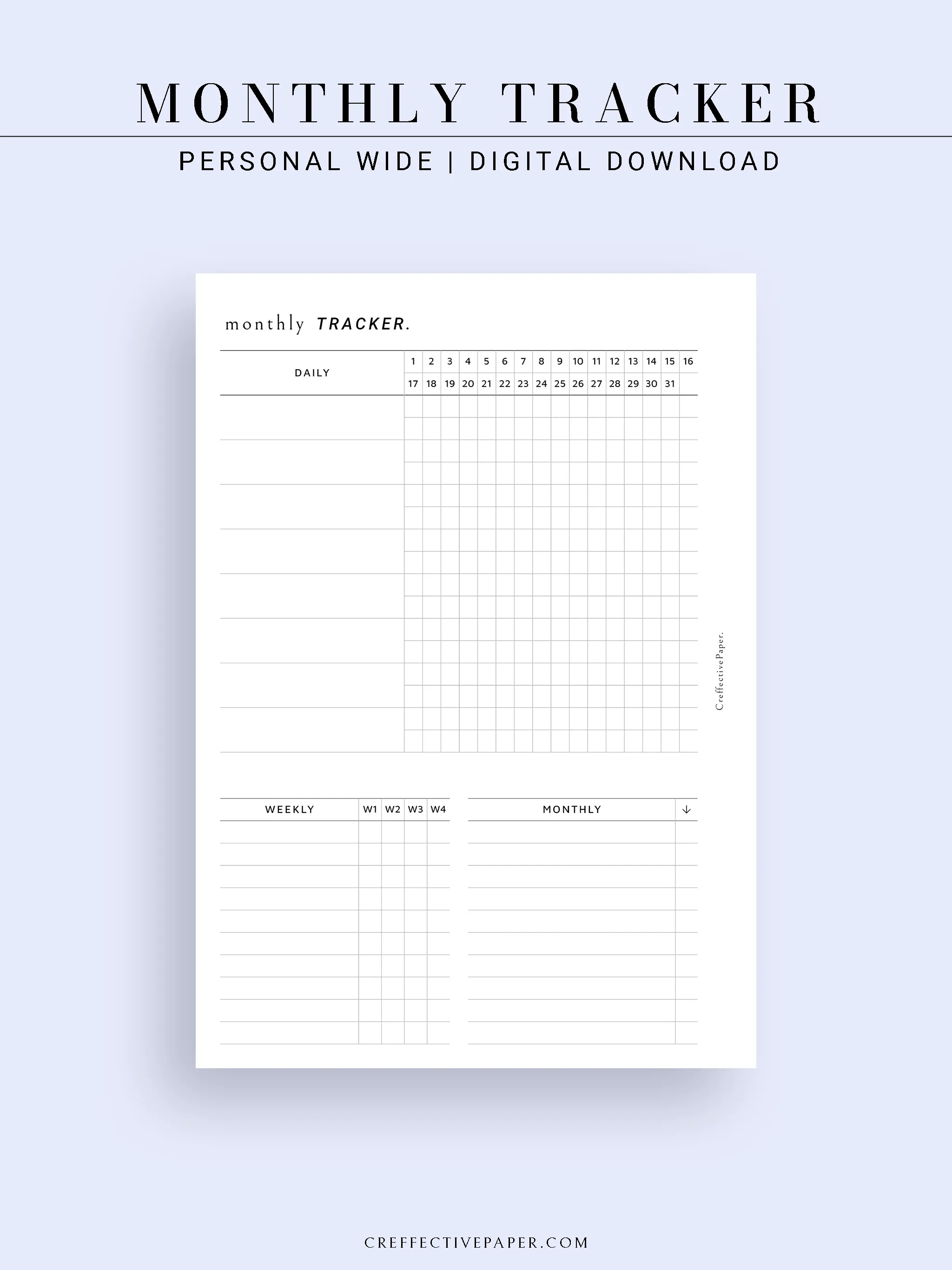 T130 | Monthly, Weekly, Daily Tracker