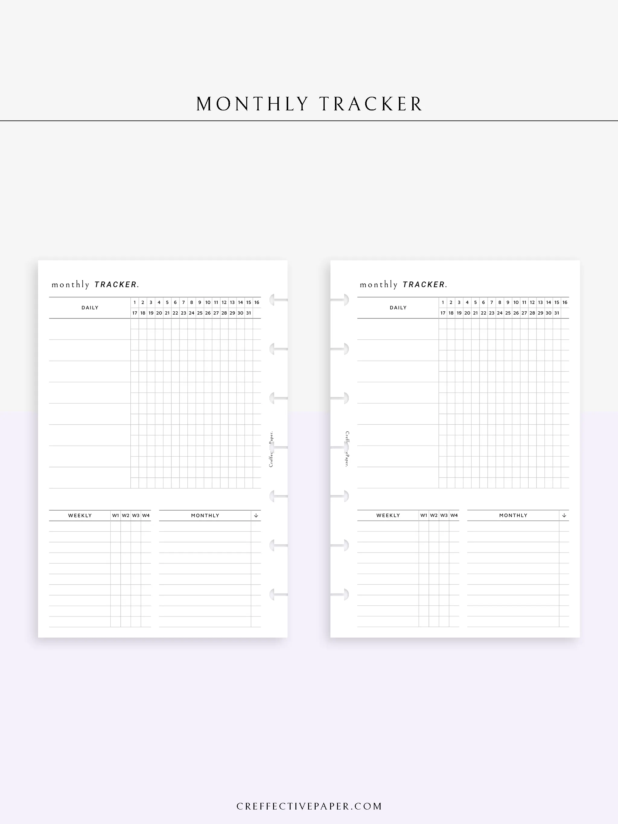 T130 | Monthly, Weekly, Daily Tracker