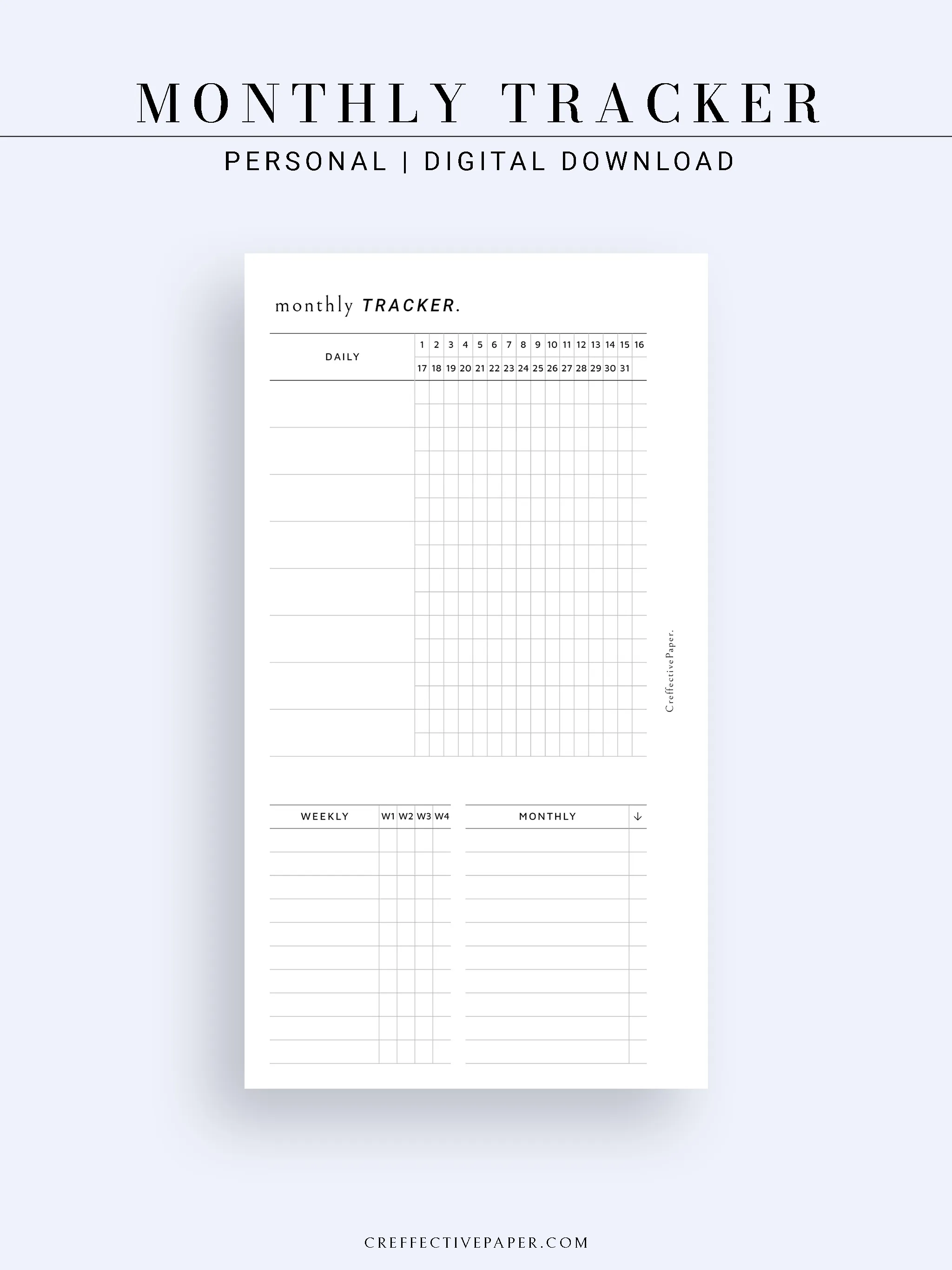 T130 | Monthly, Weekly, Daily Tracker