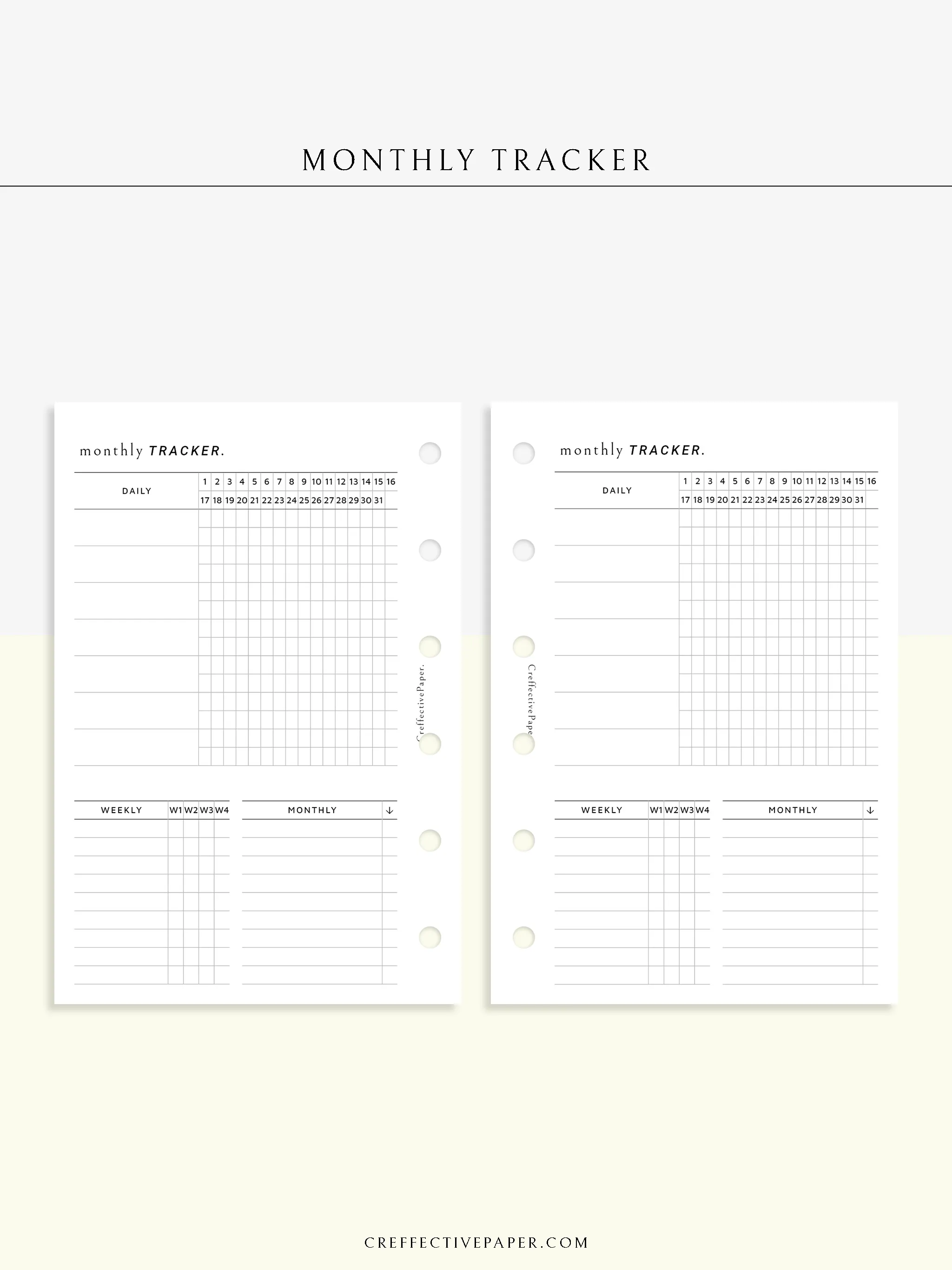 T130 | Monthly, Weekly, Daily Tracker