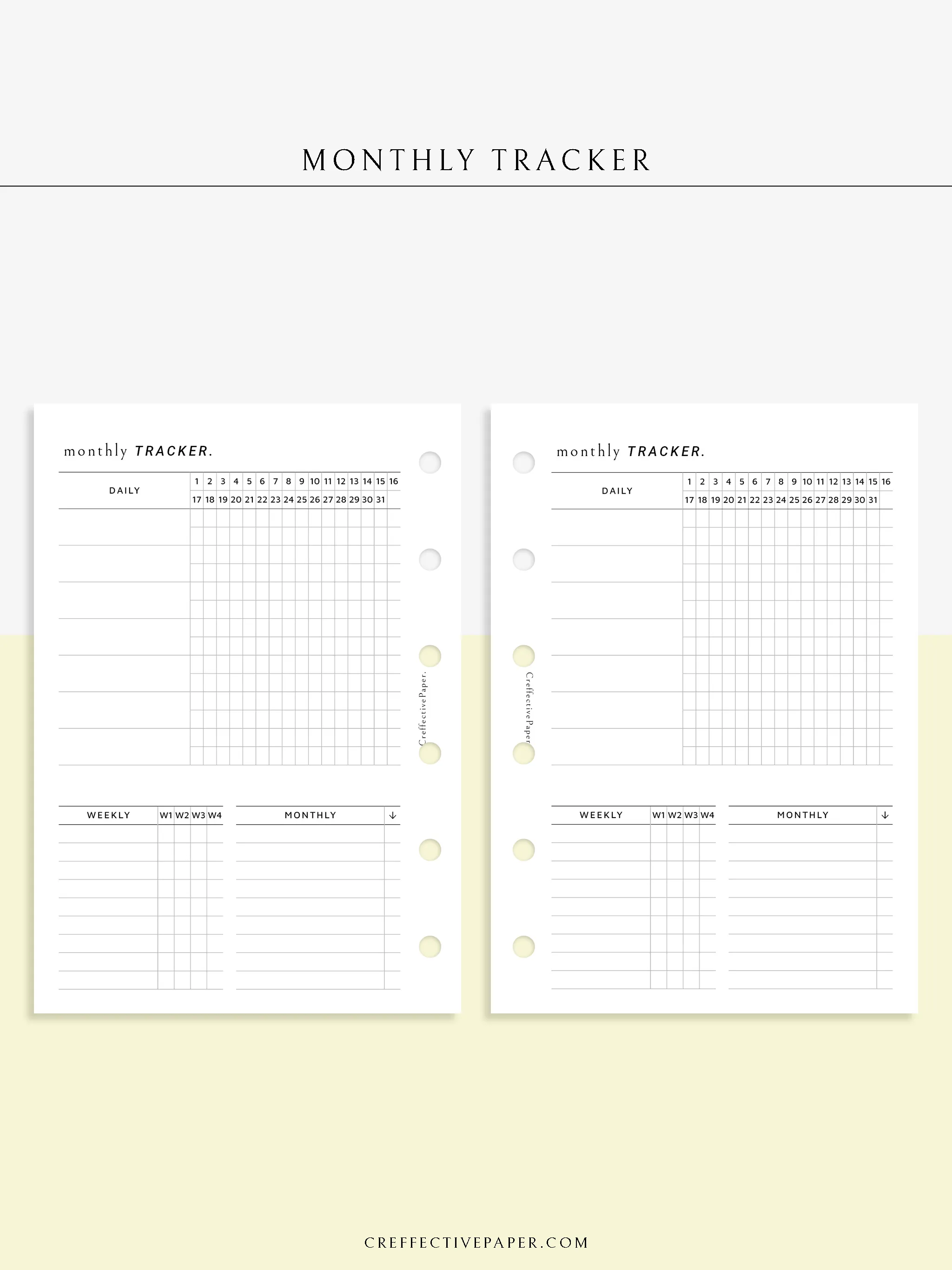 T130 | Monthly, Weekly, Daily Tracker