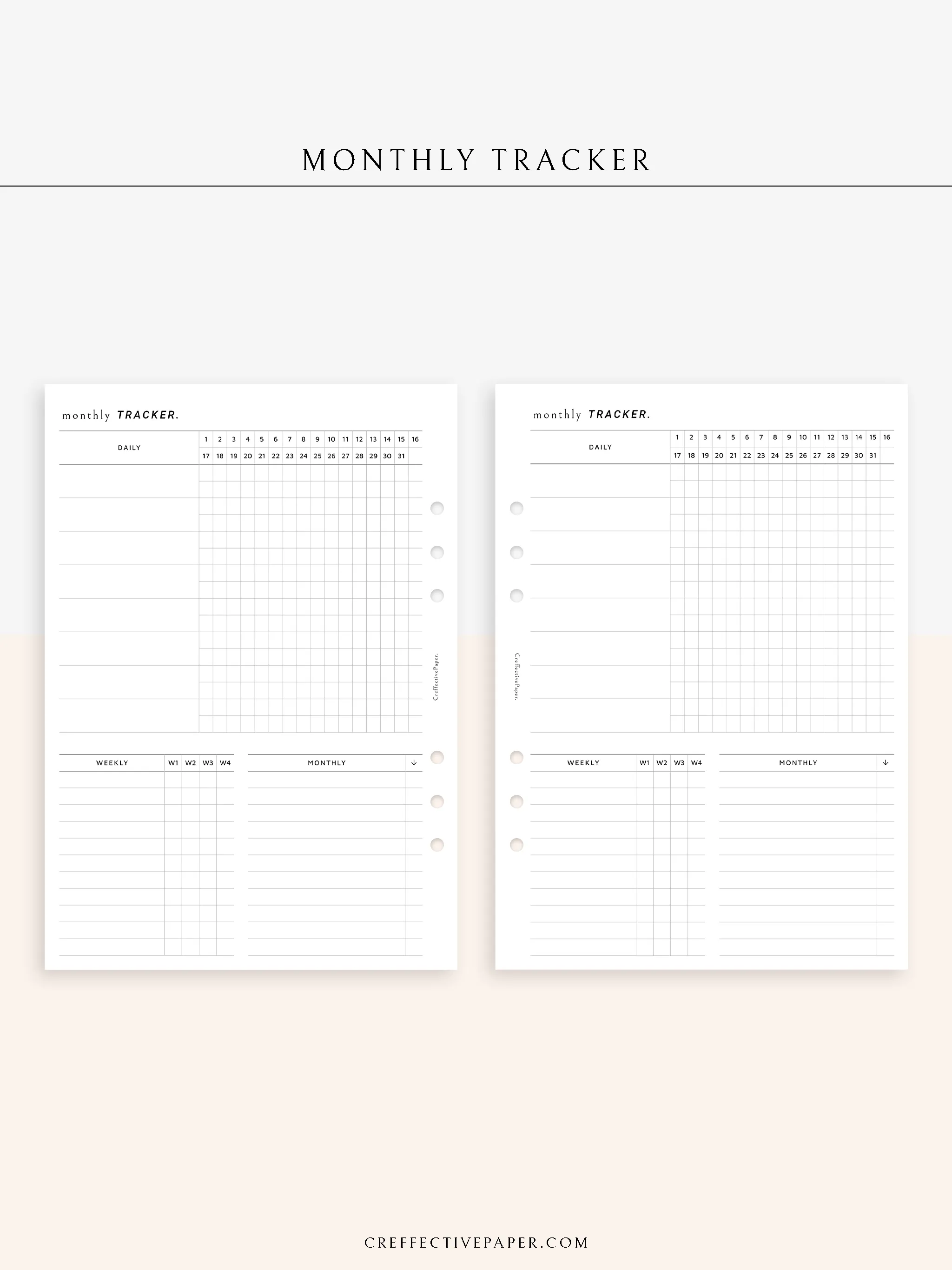 T130 | Monthly, Weekly, Daily Tracker
