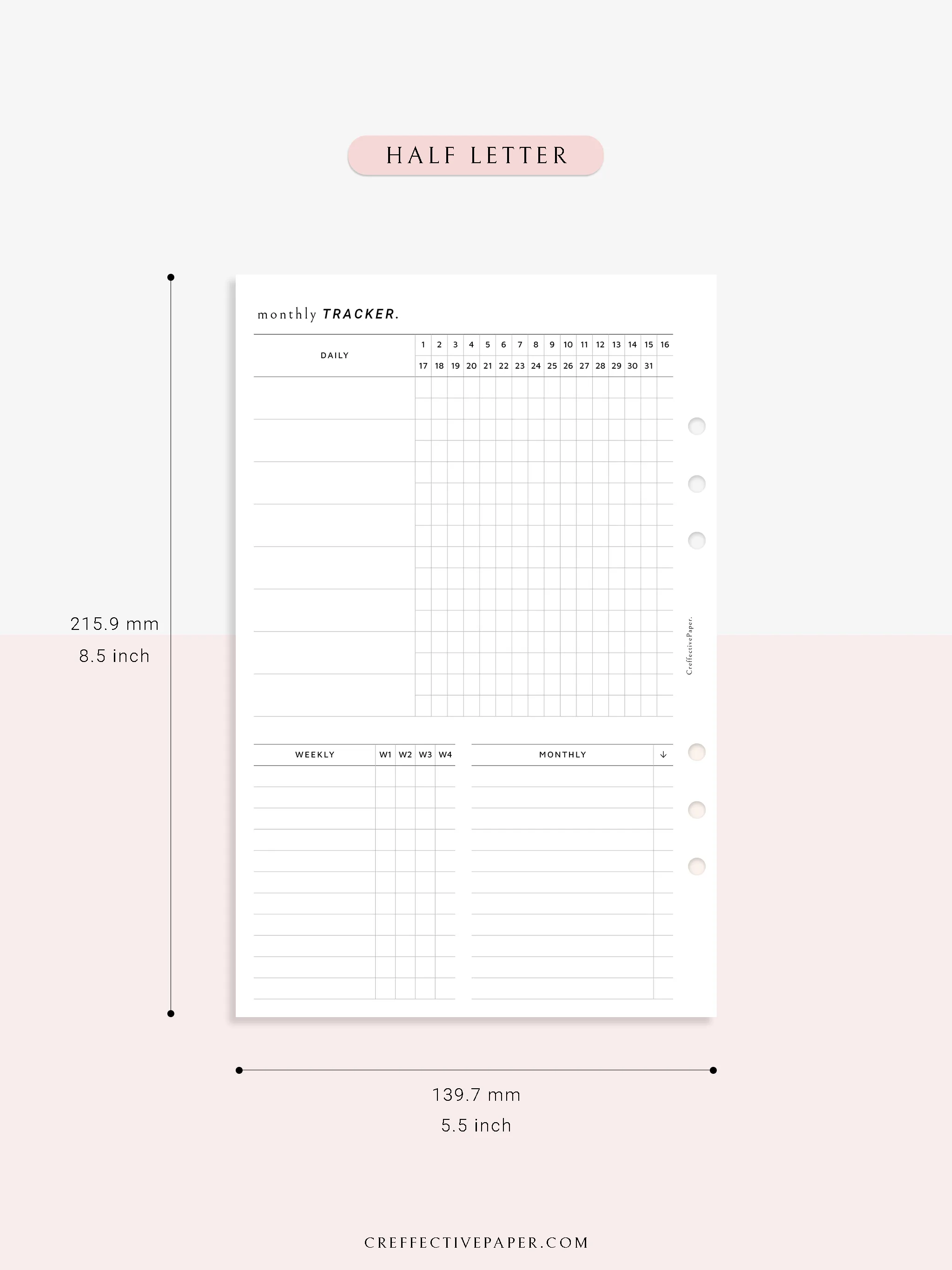 T130 | Monthly, Weekly, Daily Tracker