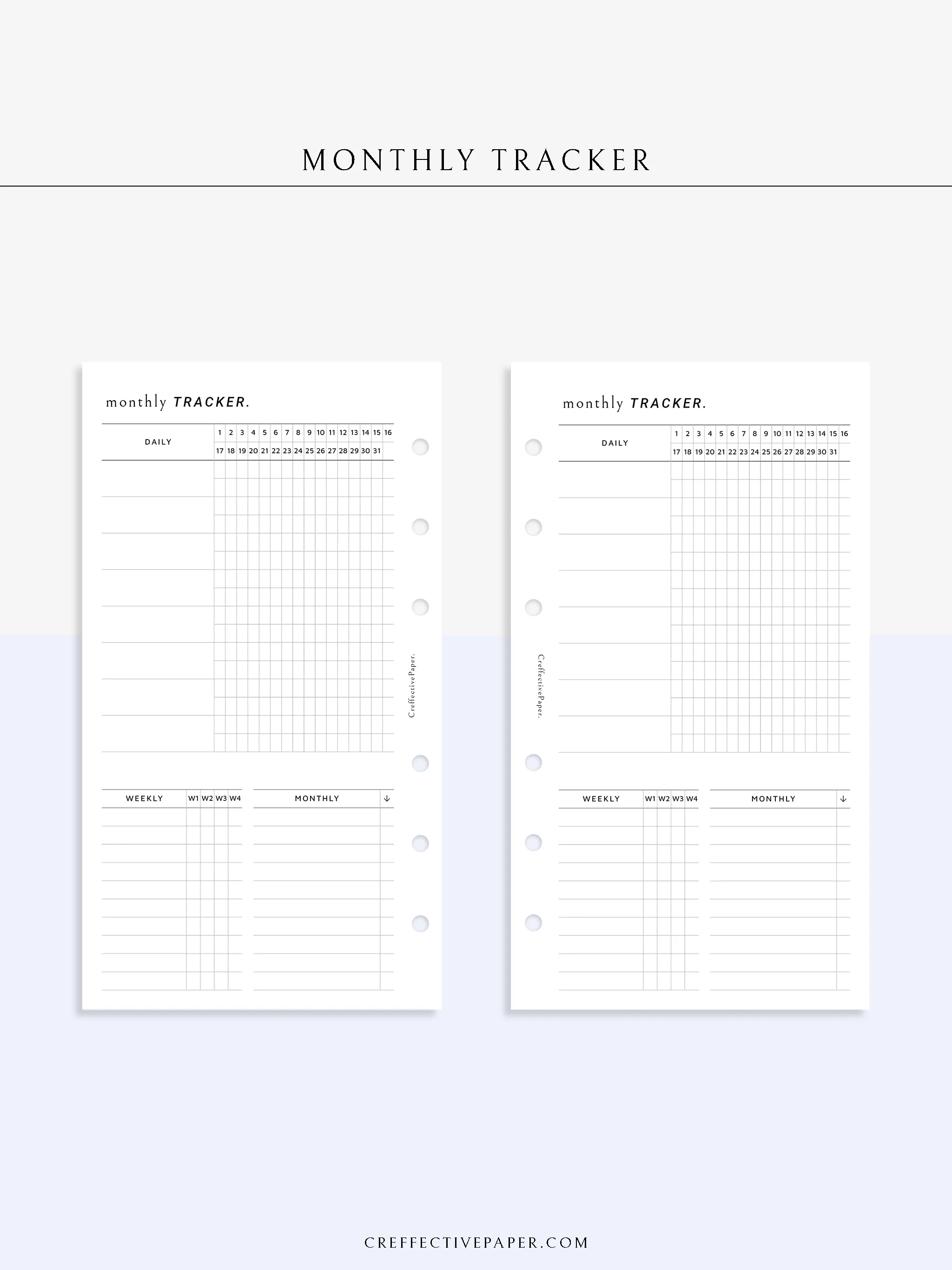T130 | Monthly, Weekly, Daily Tracker