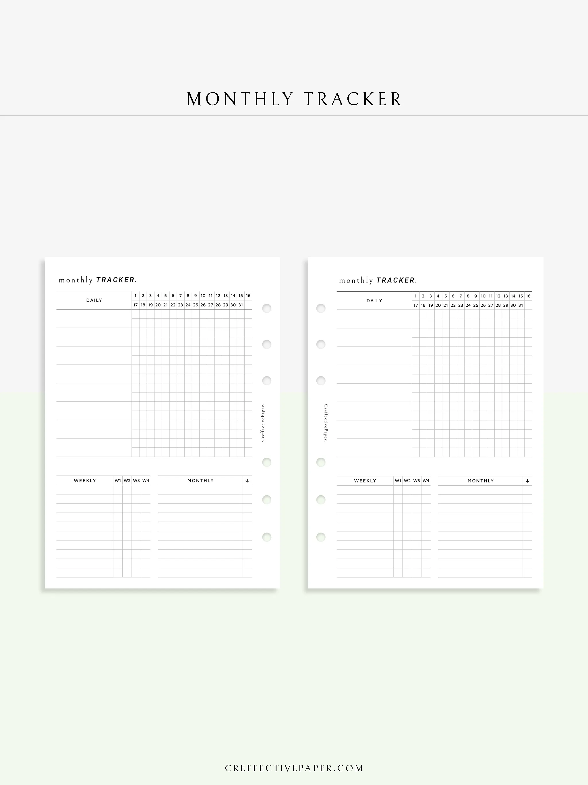 T130 | Monthly, Weekly, Daily Tracker
