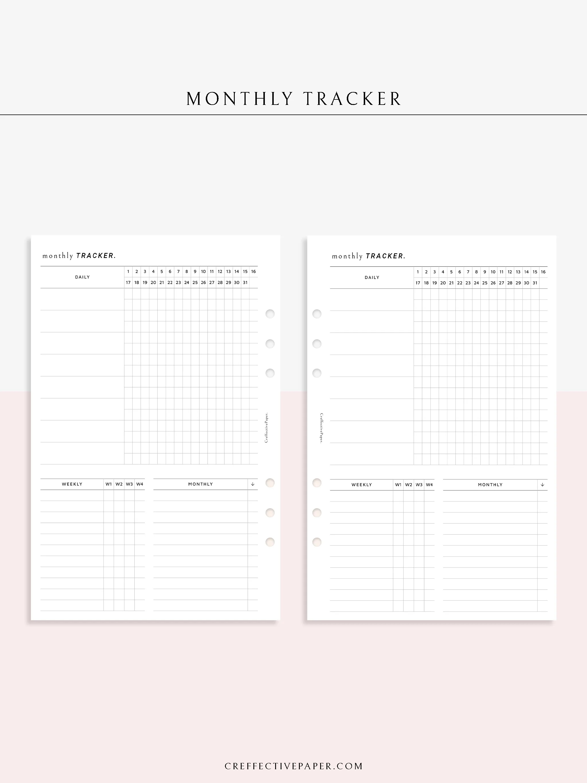 T130 | Monthly, Weekly, Daily Tracker