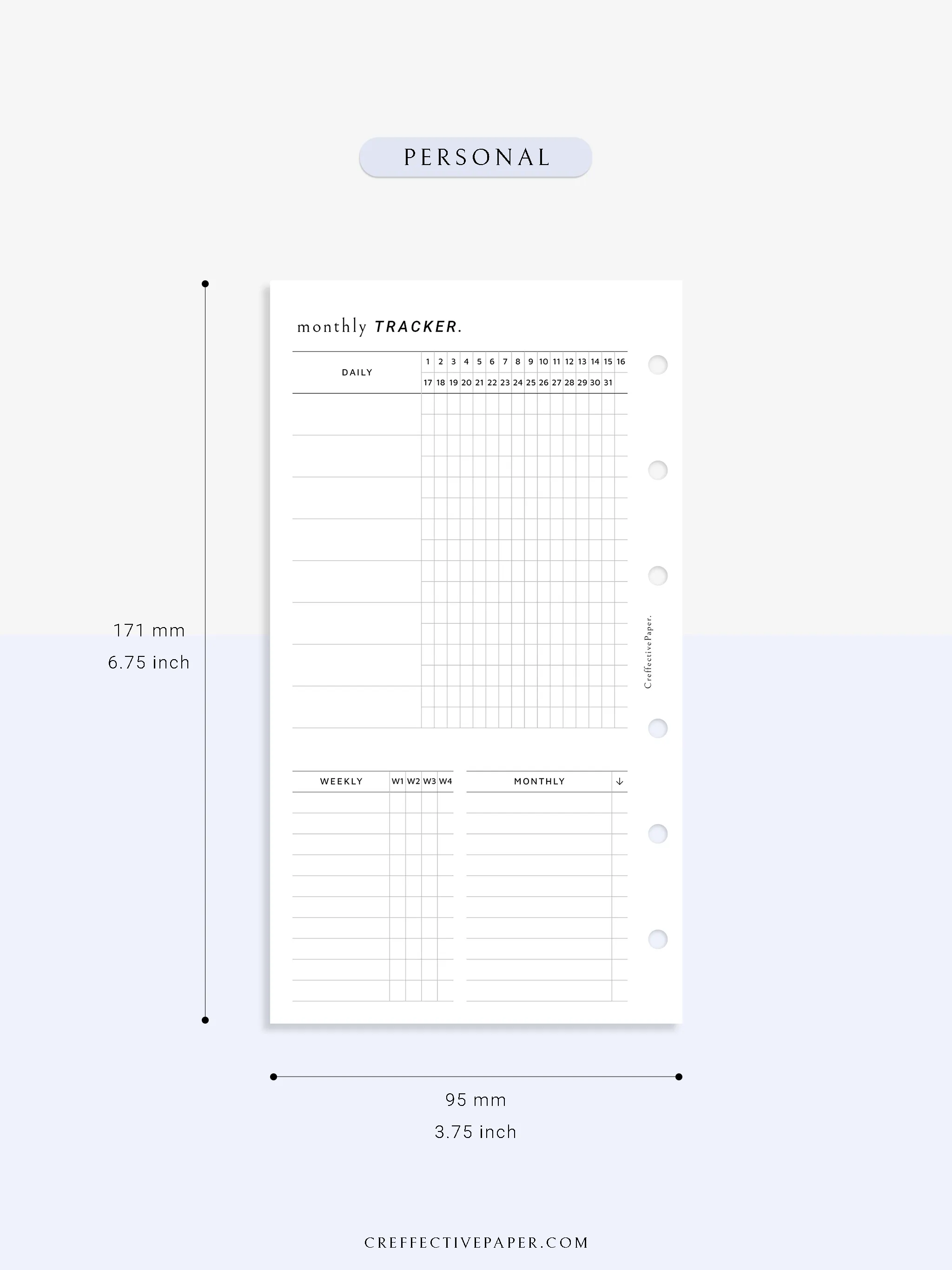 T130 | Monthly, Weekly, Daily Tracker
