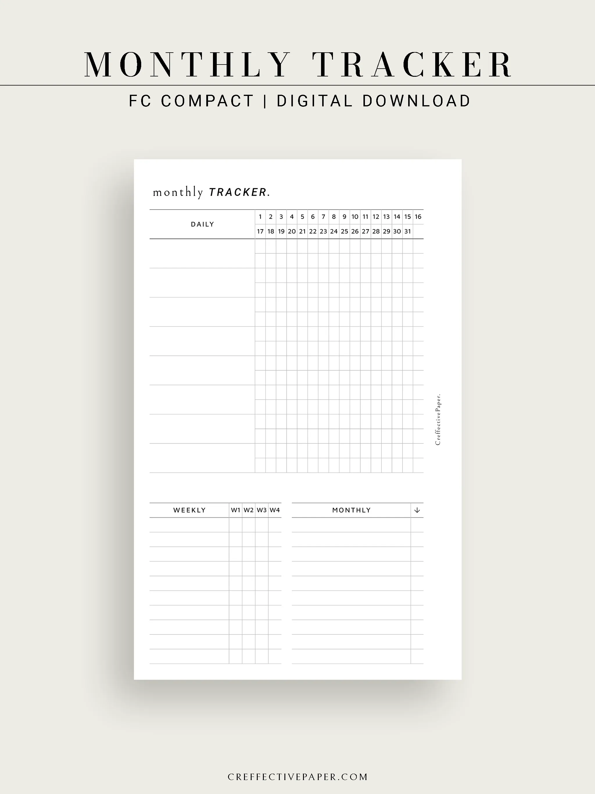 T130 | Monthly, Weekly, Daily Tracker