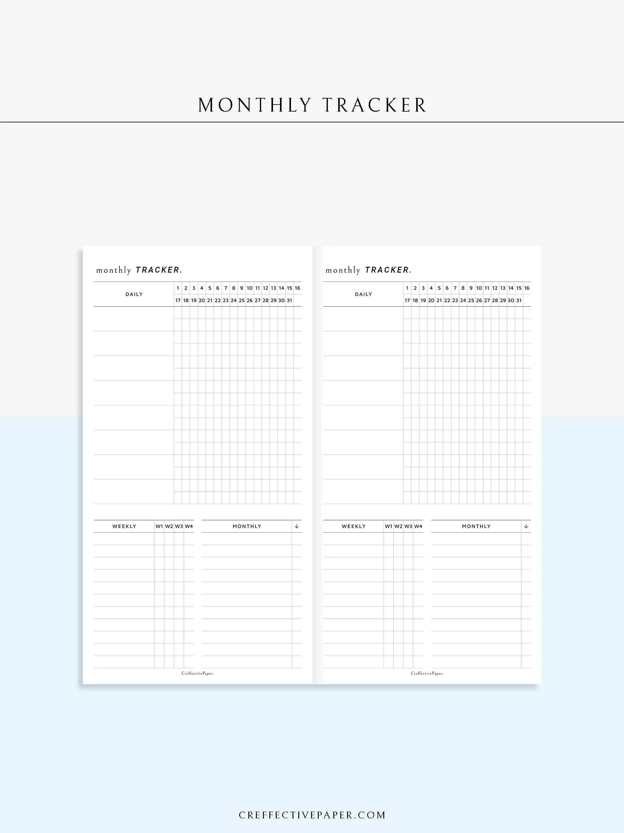 T130 | Monthly, Weekly, Daily Tracker